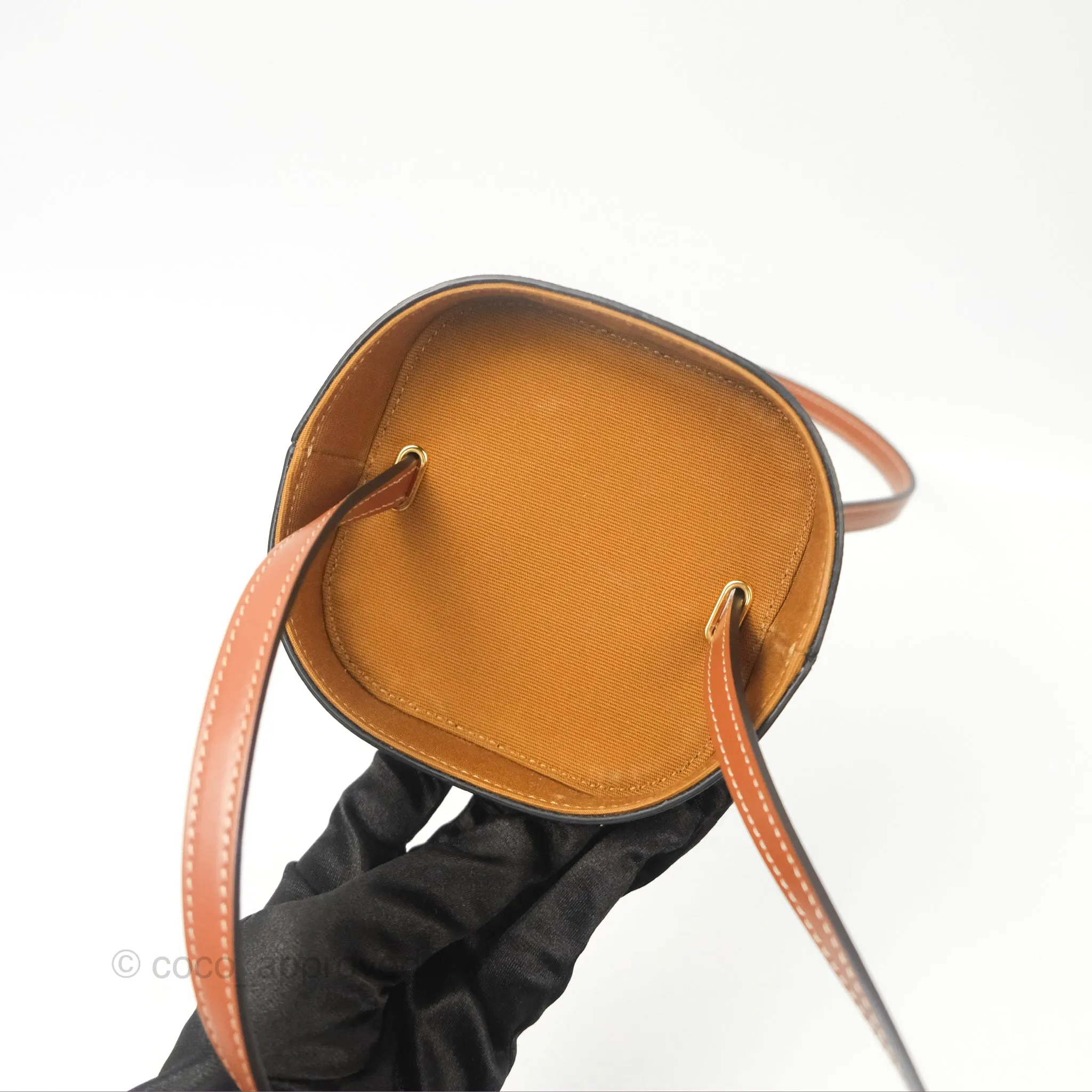 Celine Small Box Cuir Bag Triomphe Canvas Tan
