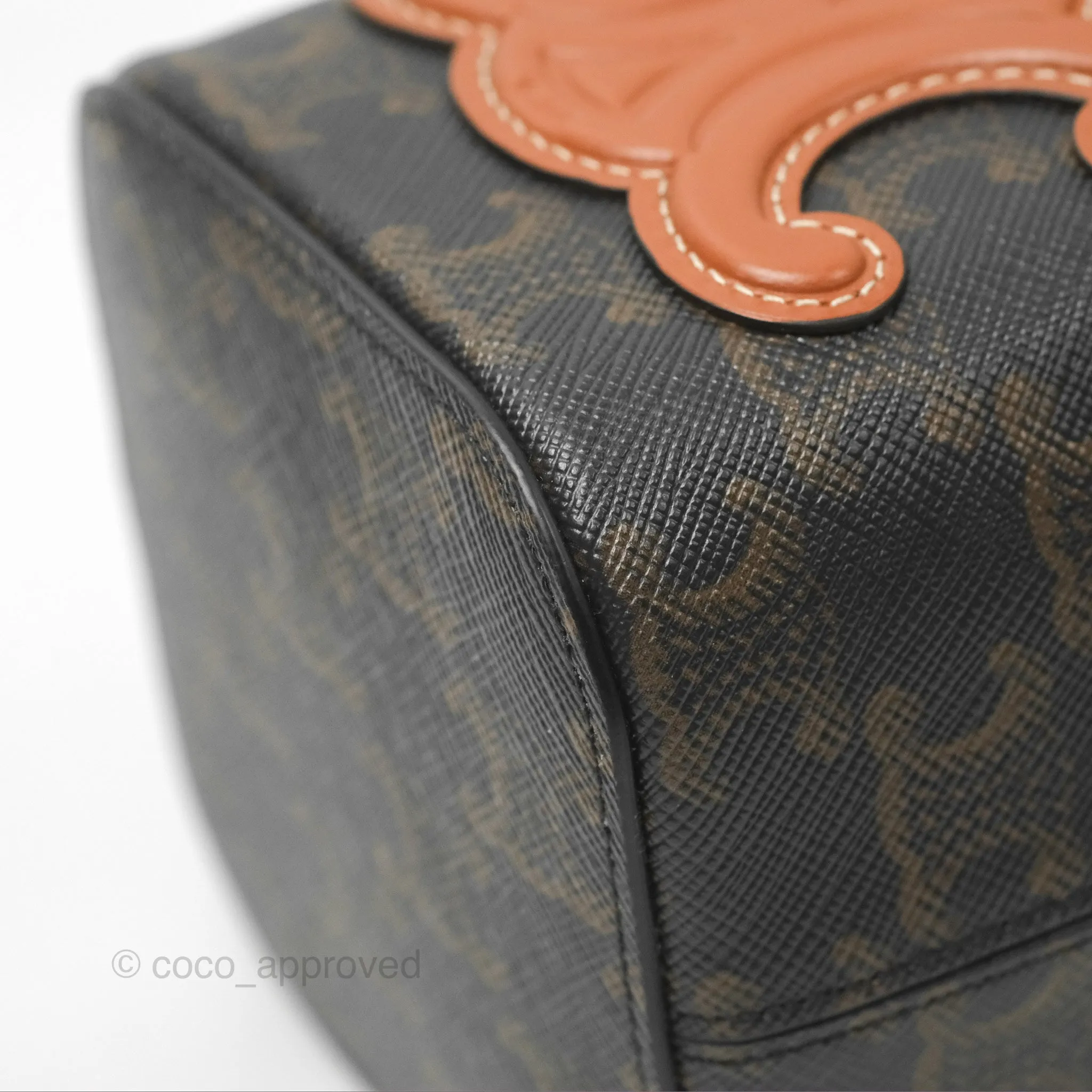 Celine Small Box Cuir Bag Triomphe Canvas Tan