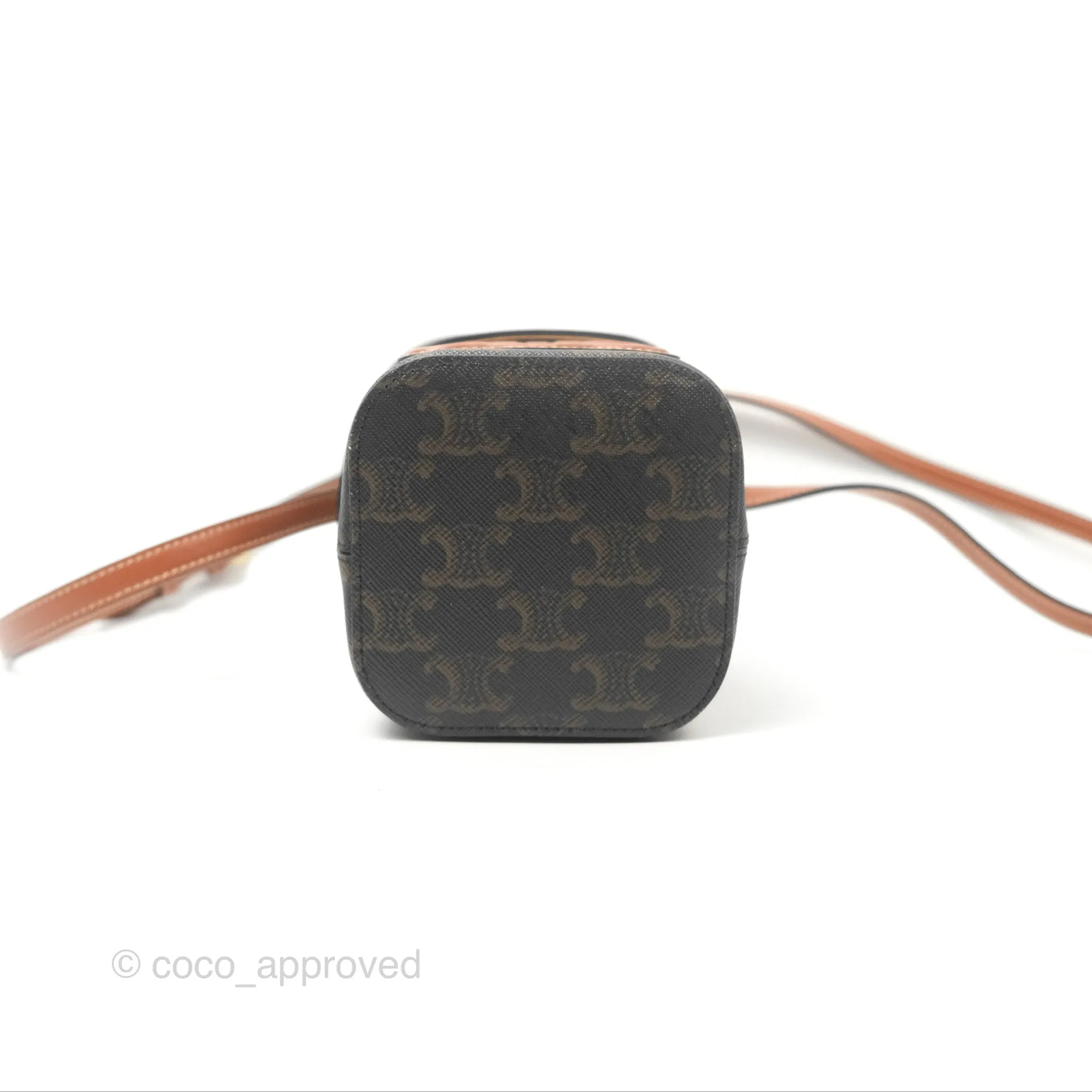 Celine Small Box Cuir Bag Triomphe Canvas Tan