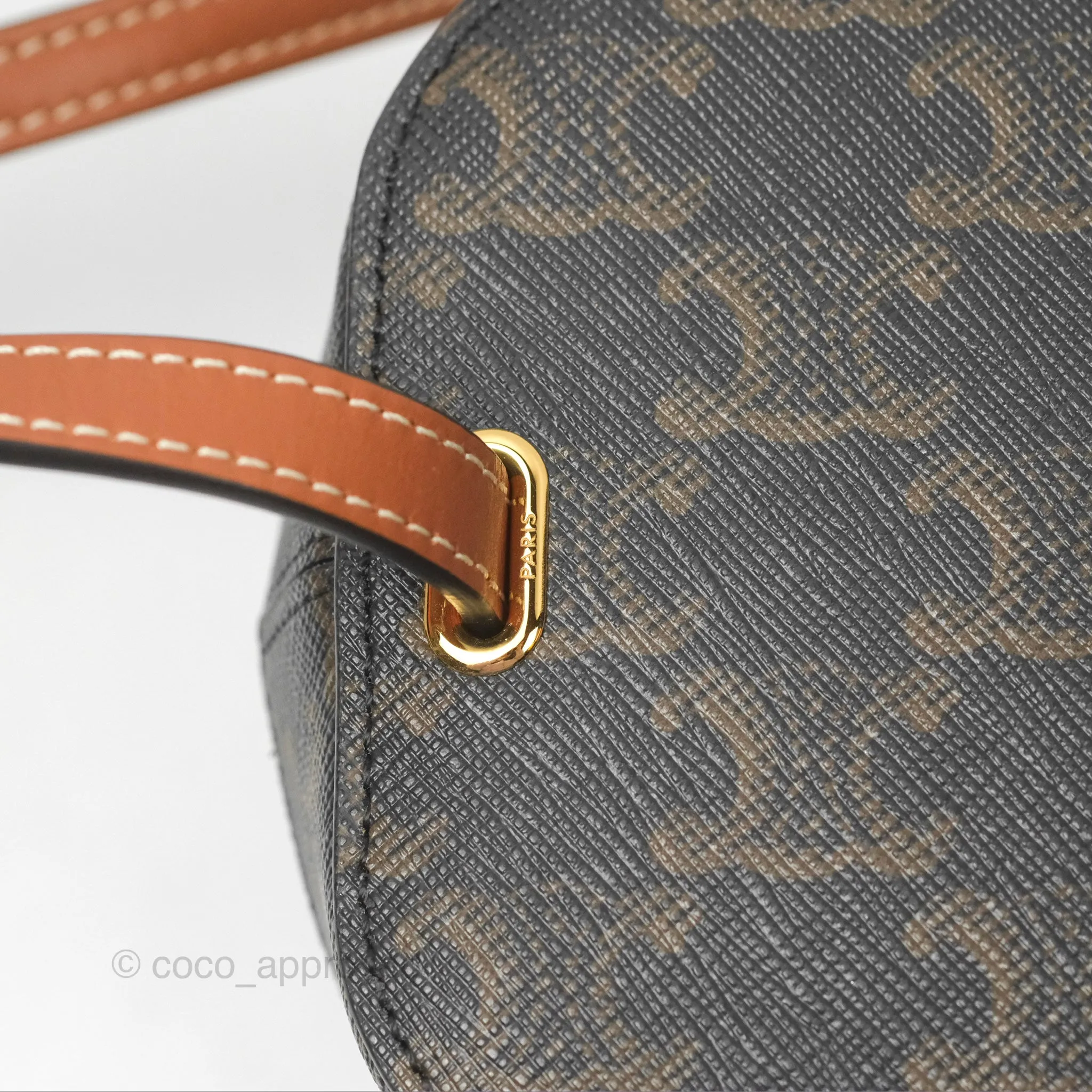Celine Small Box Cuir Bag Triomphe Canvas Tan