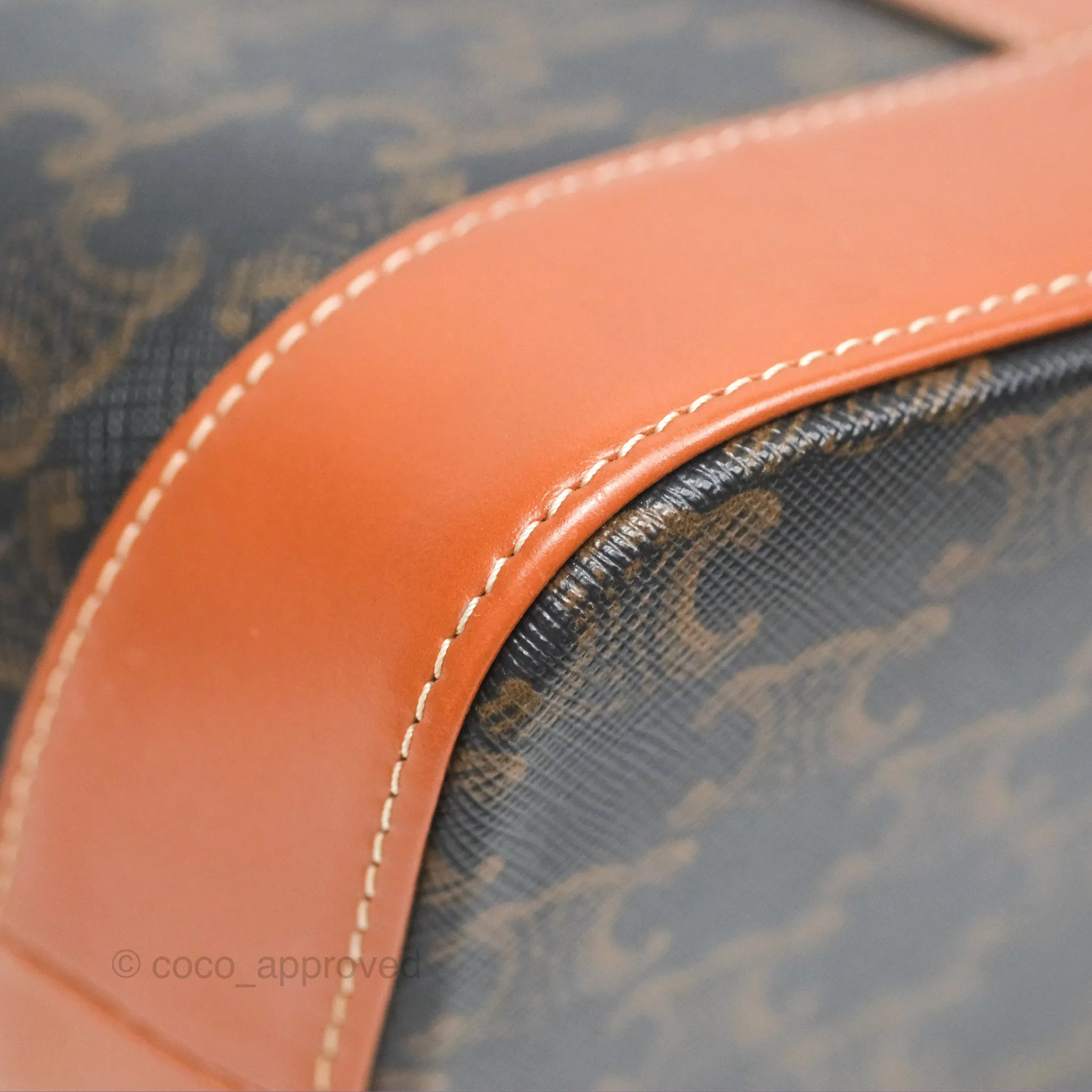 Celine Small Bucket Triomphe Canvas Tan Calfskin