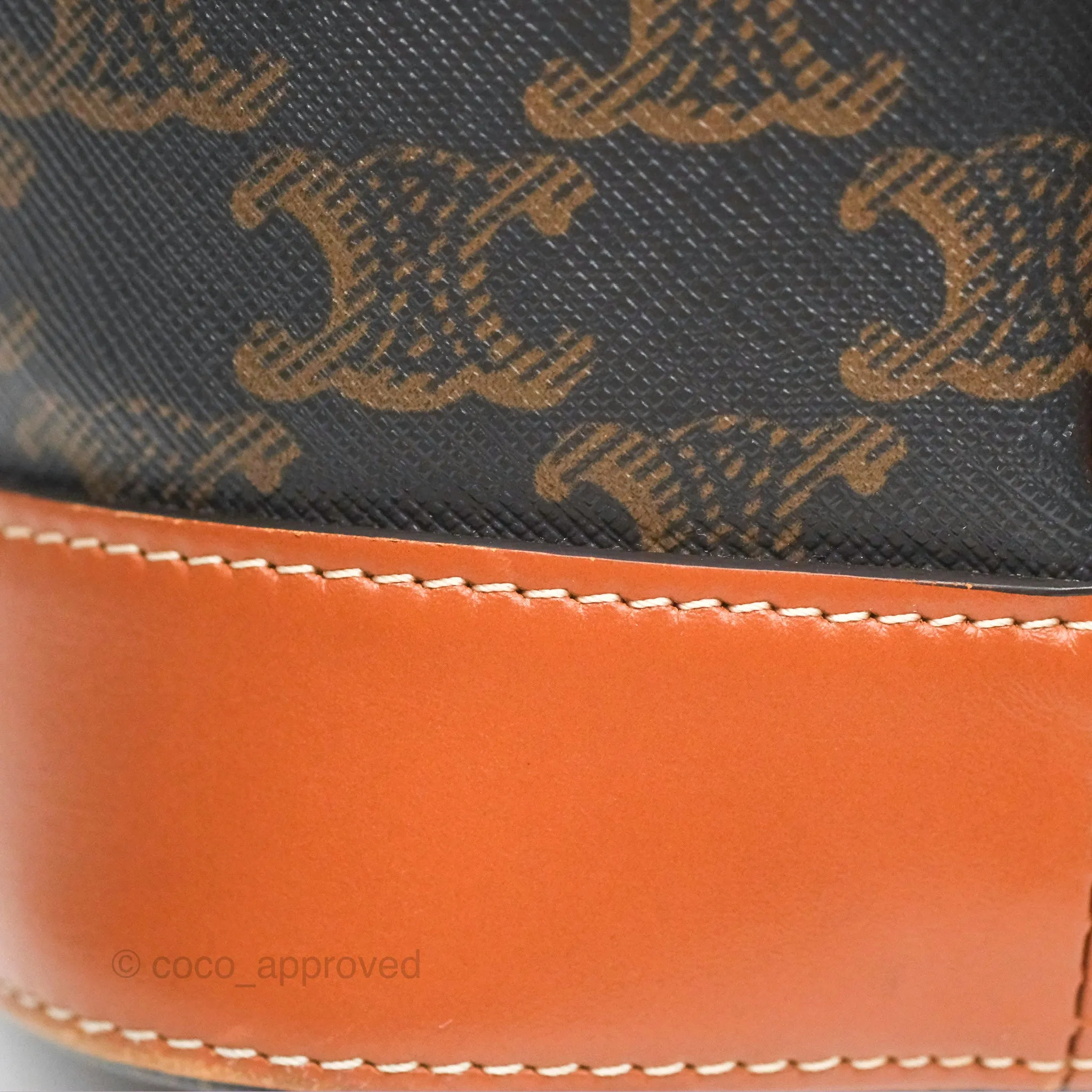 Celine Small Bucket Triomphe Canvas Tan Calfskin