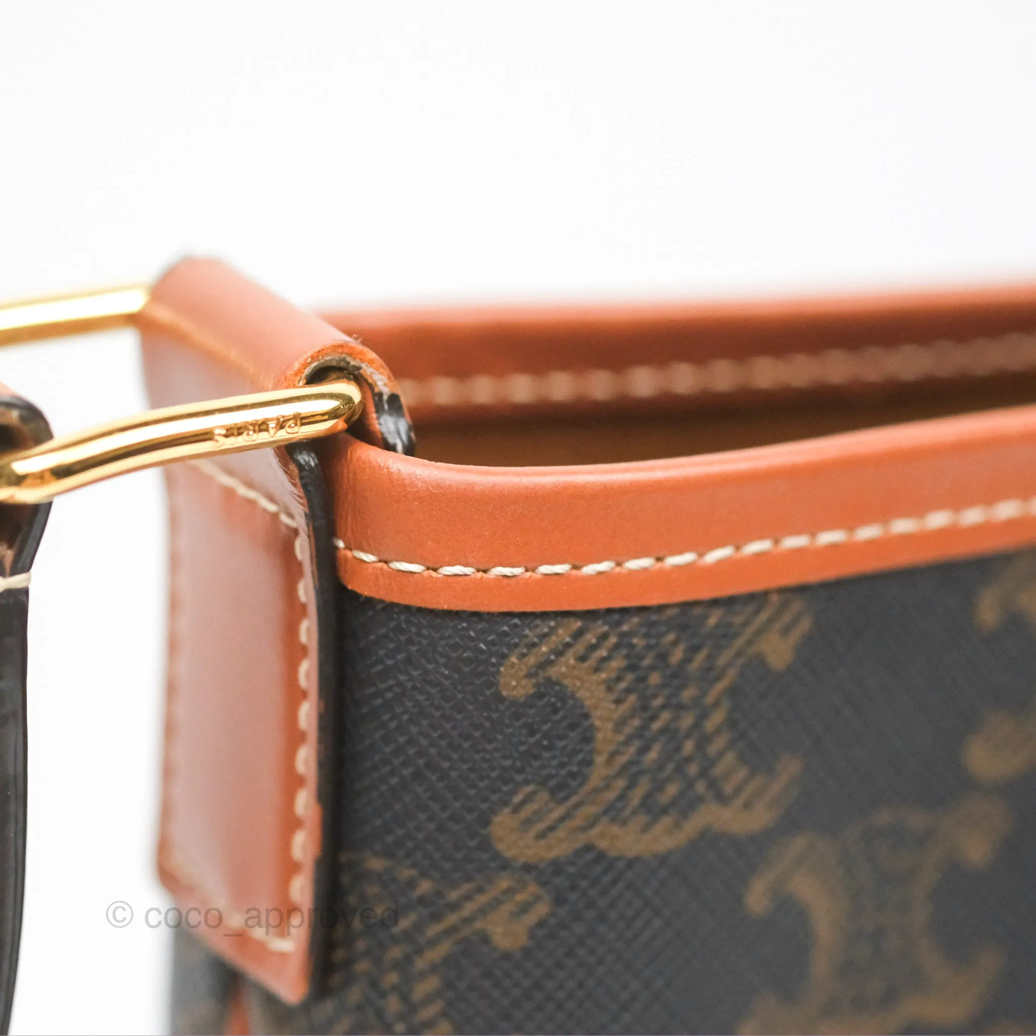Celine Small Bucket Triomphe Canvas Tan Calfskin
