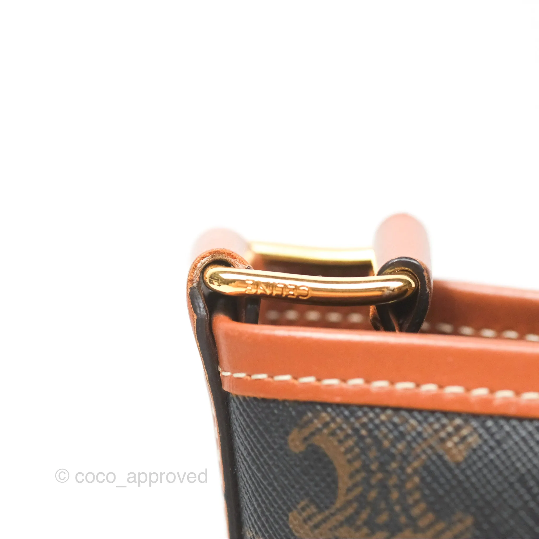 Celine Small Bucket Triomphe Canvas Tan Calfskin
