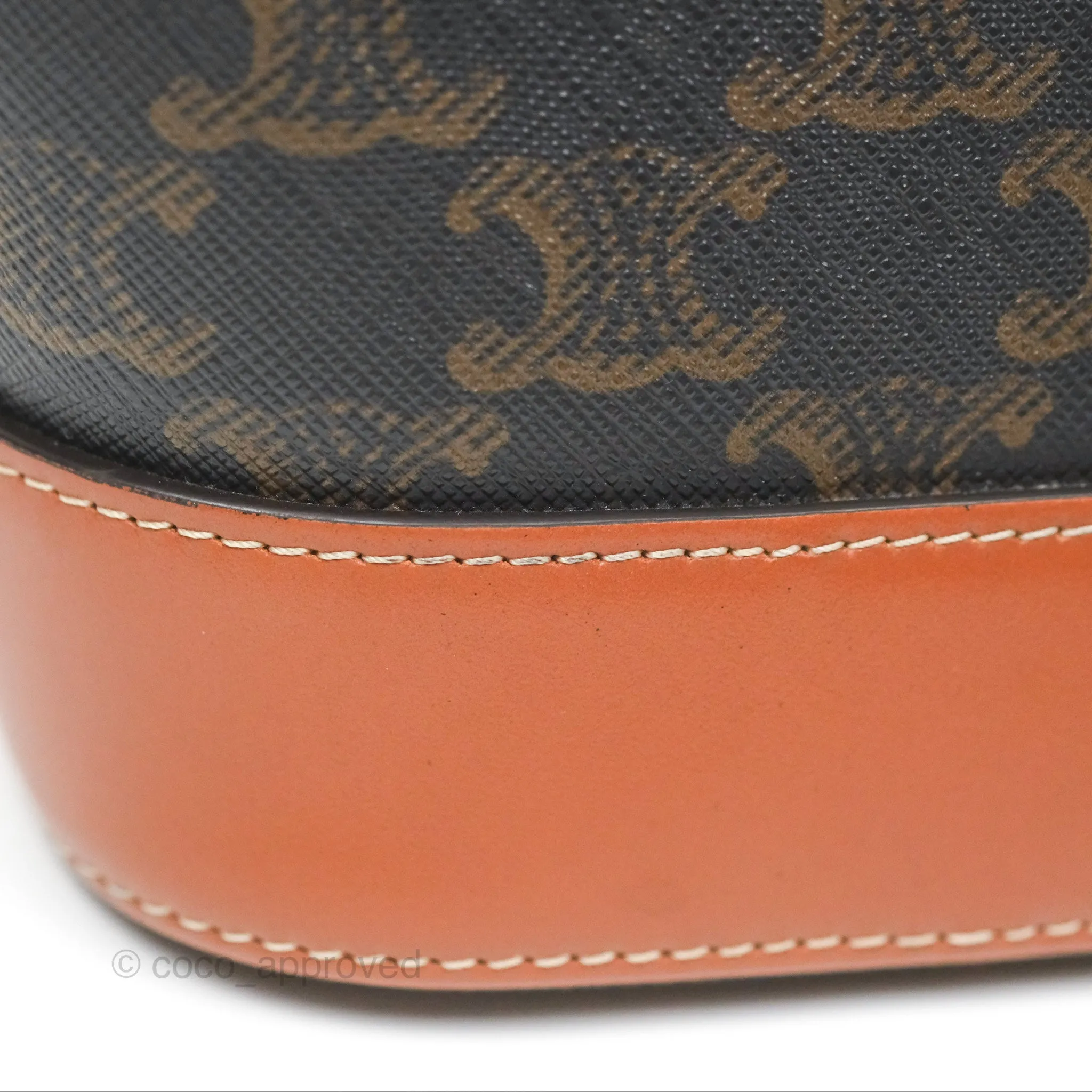 Celine Small Bucket Triomphe Canvas Tan Calfskin