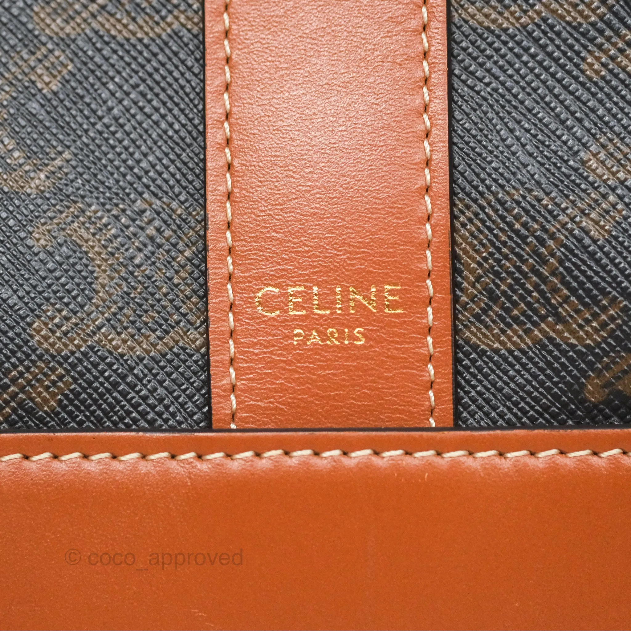 Celine Small Bucket Triomphe Canvas Tan Calfskin