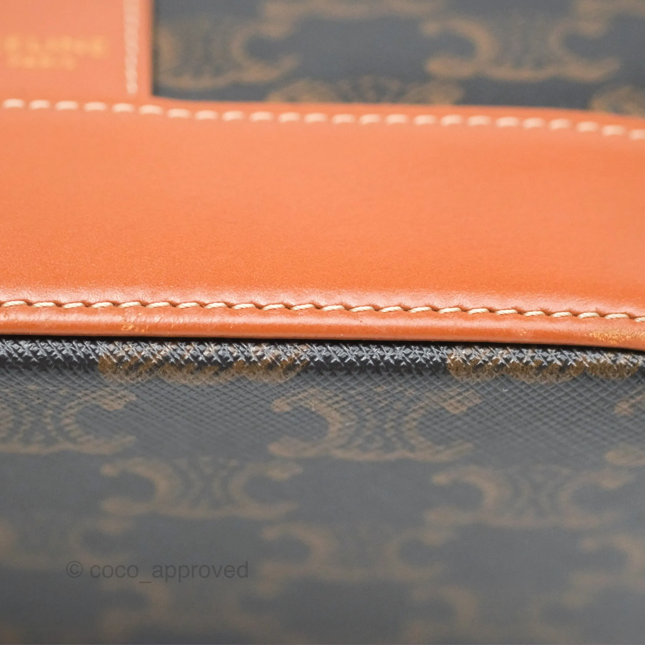 Celine Small Bucket Triomphe Canvas Tan Calfskin