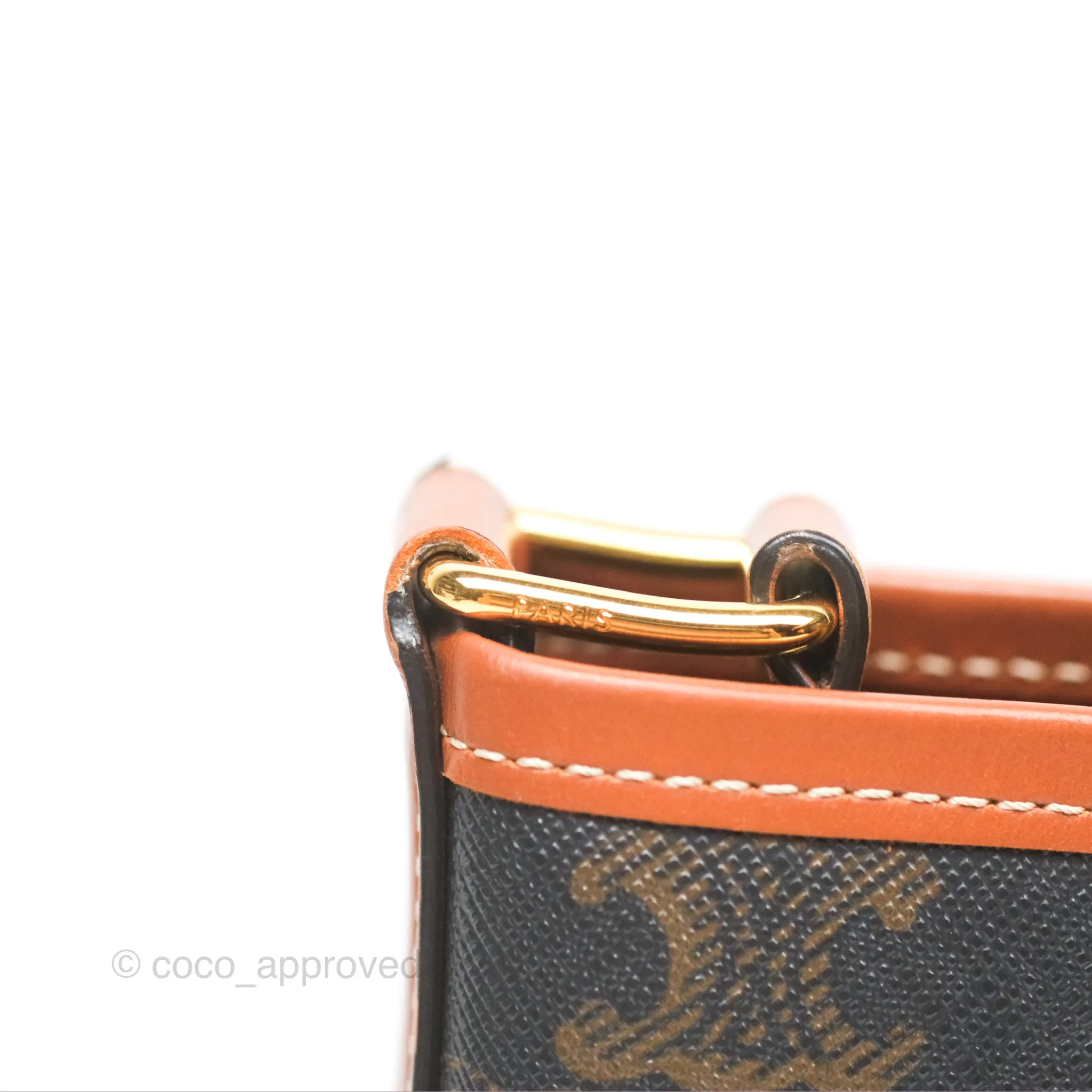 Celine Small Bucket Triomphe Canvas Tan Calfskin