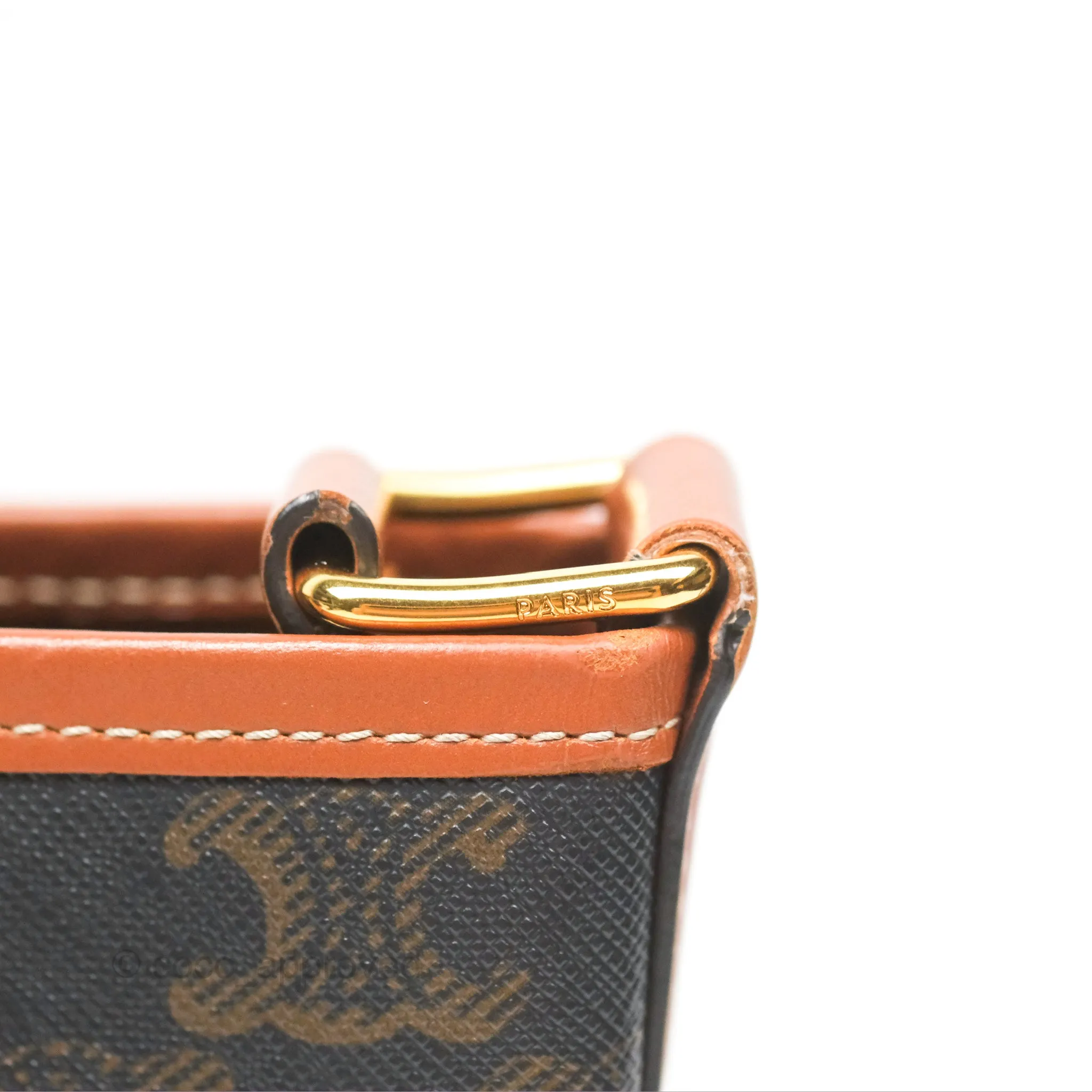 Celine Small Bucket Triomphe Canvas Tan Calfskin