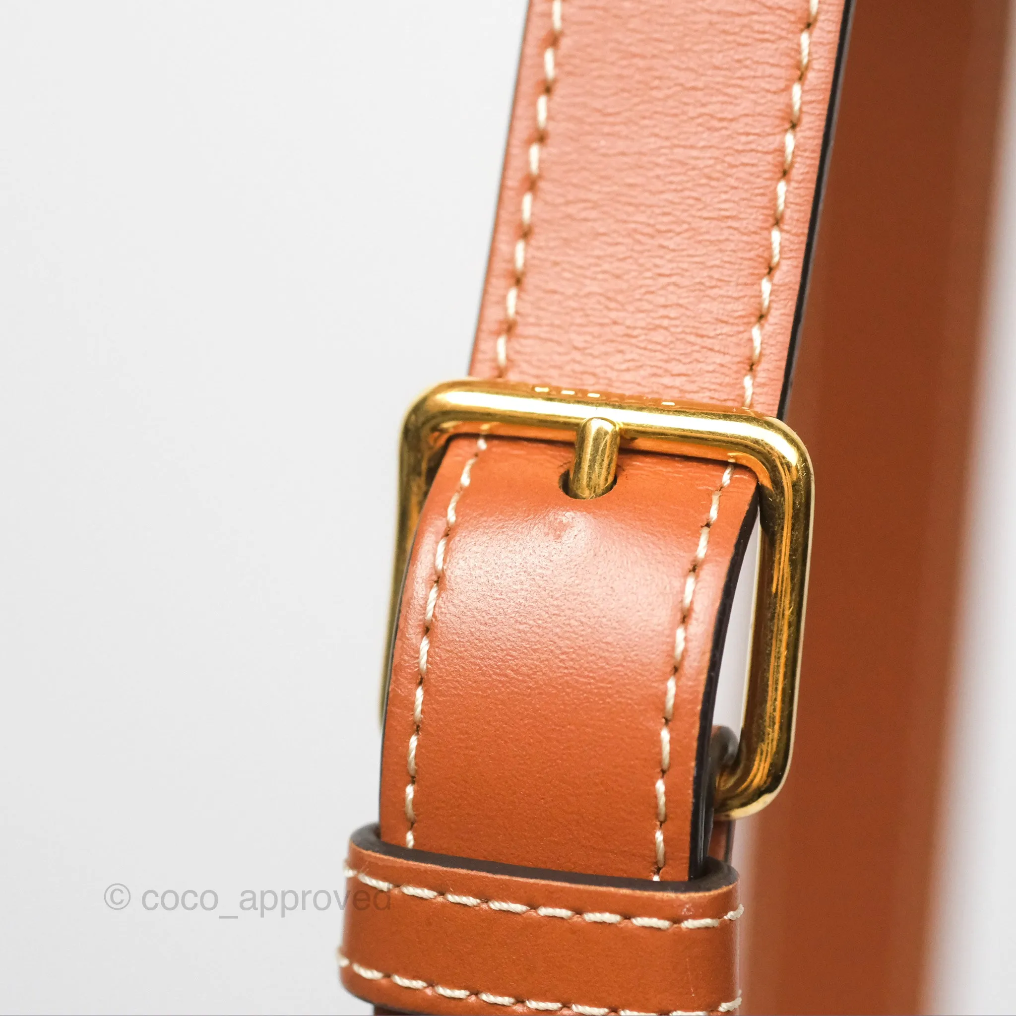 Celine Small Bucket Triomphe Canvas Tan Calfskin