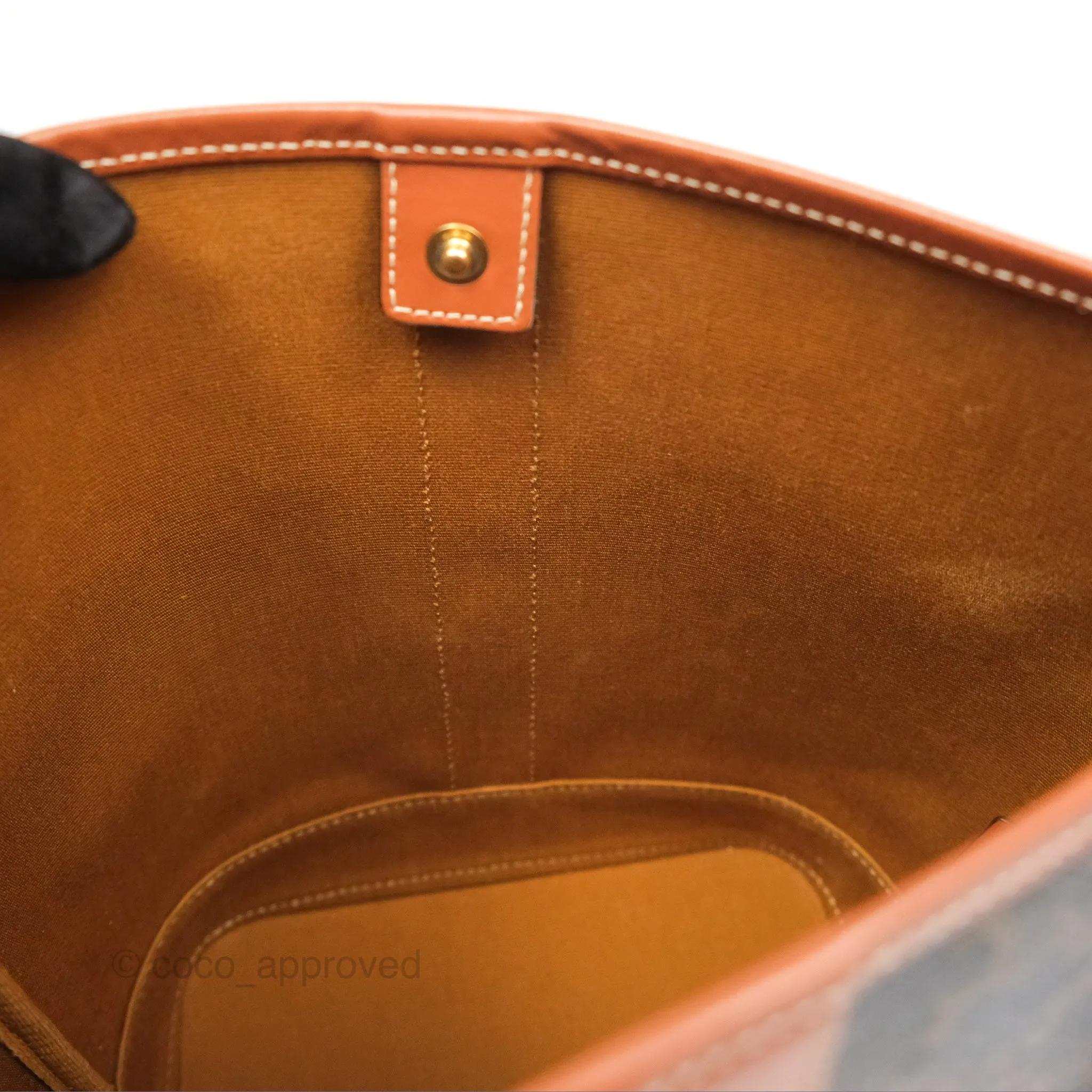 Celine Small Bucket Triomphe Canvas Tan Calfskin