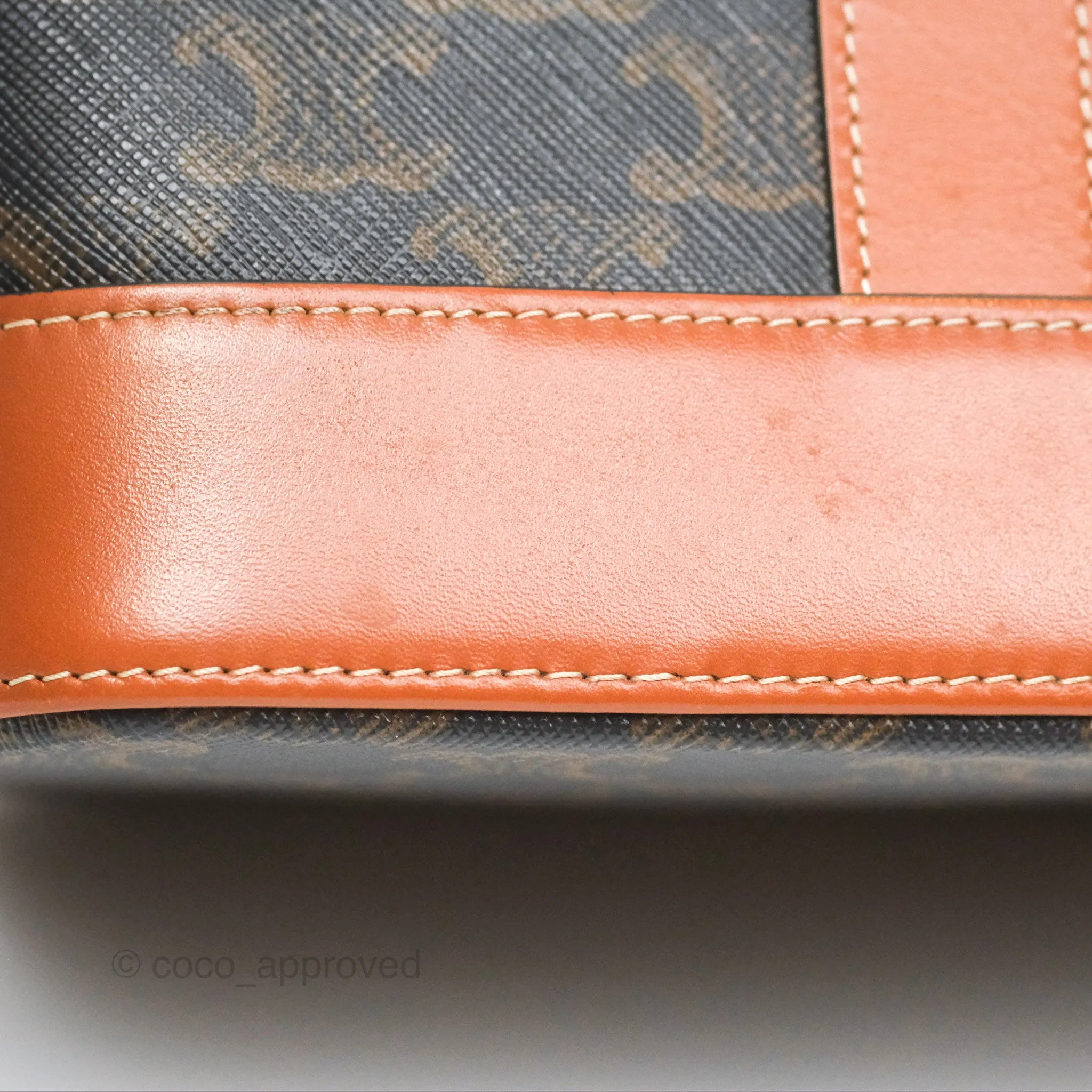 Celine Small Bucket Triomphe Canvas Tan Calfskin