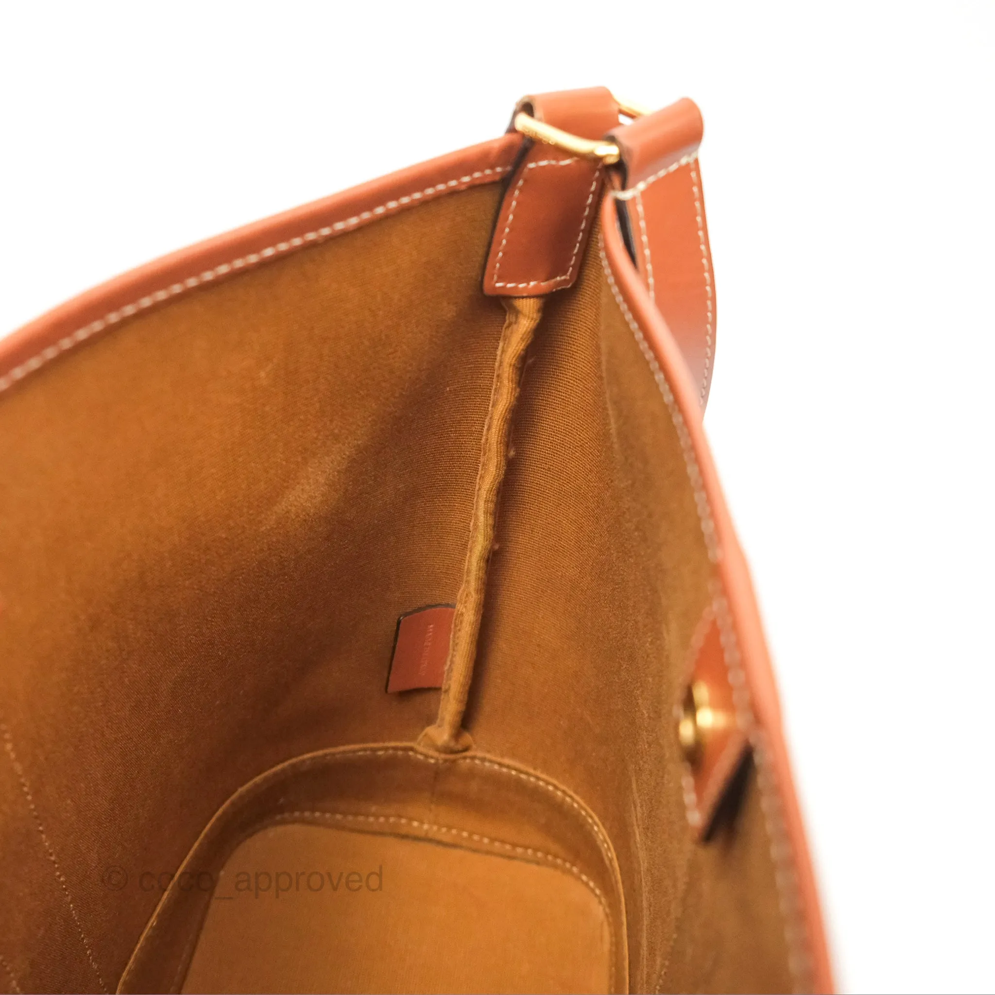 Celine Small Bucket Triomphe Canvas Tan Calfskin