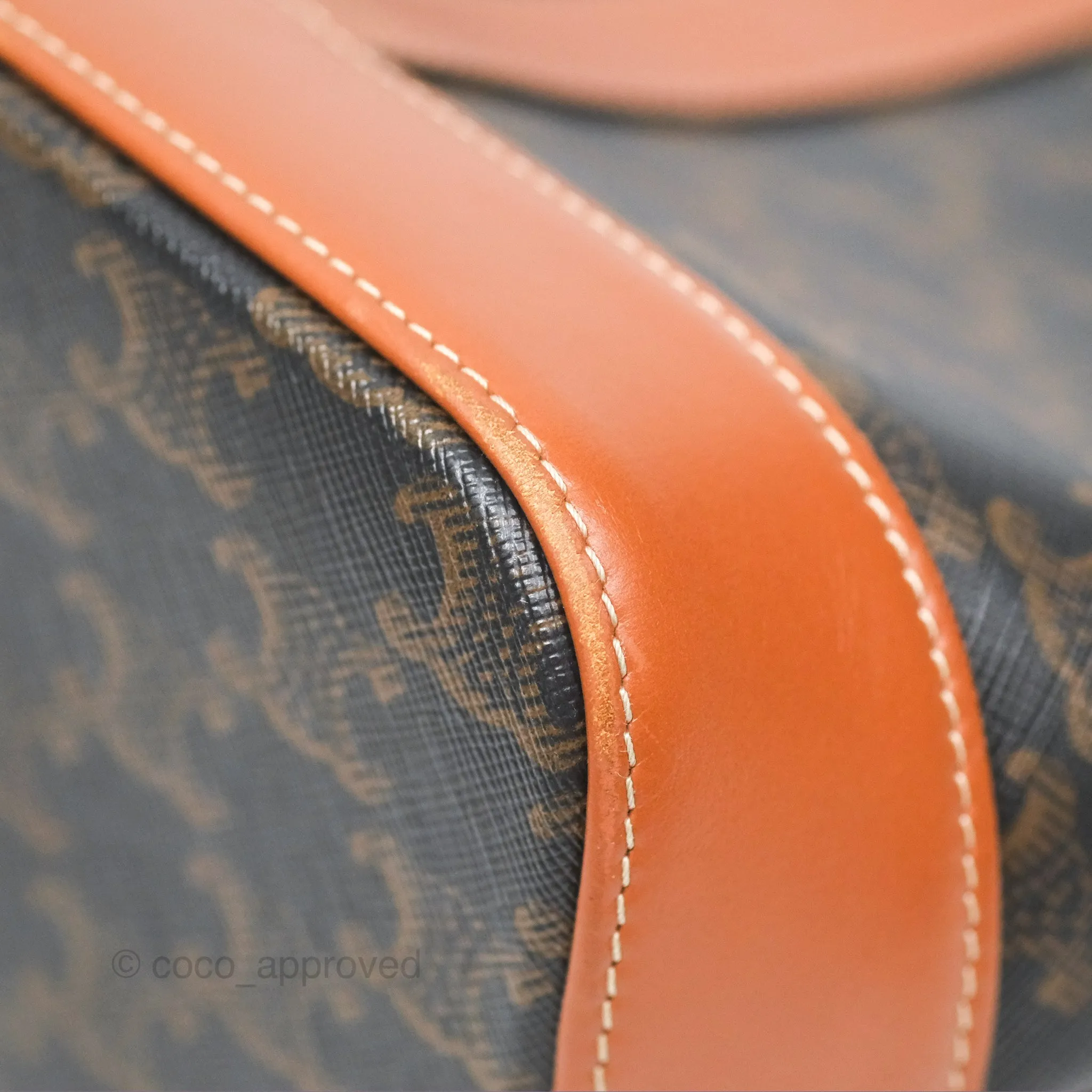 Celine Small Bucket Triomphe Canvas Tan Calfskin