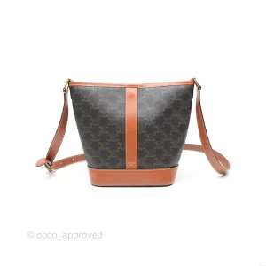 Celine Small Bucket Triomphe Canvas Tan Calfskin