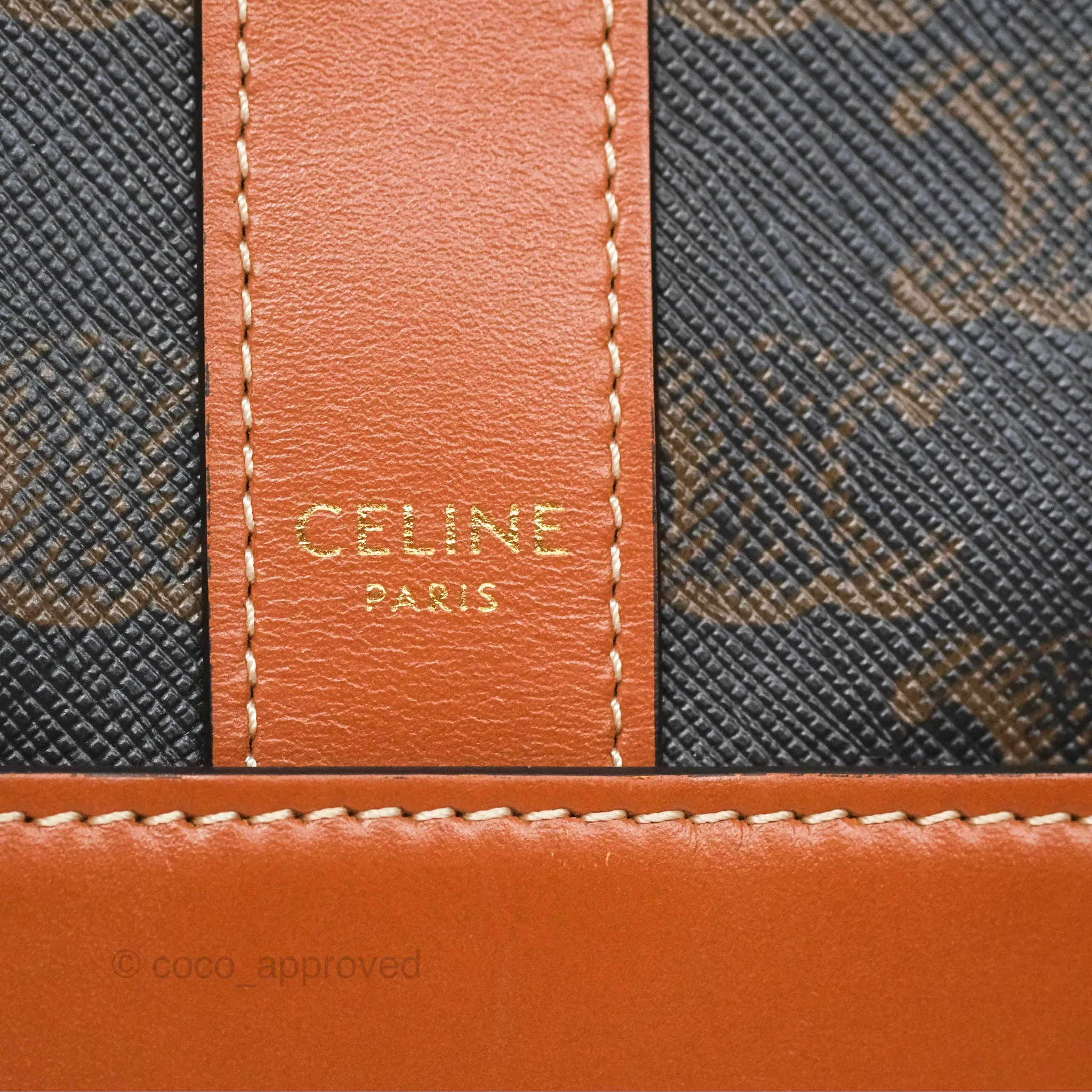 Celine Small Bucket Triomphe Canvas Tan Calfskin