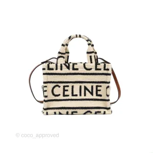 Celine Small Cabas Thais Textile with Celine All-Over White