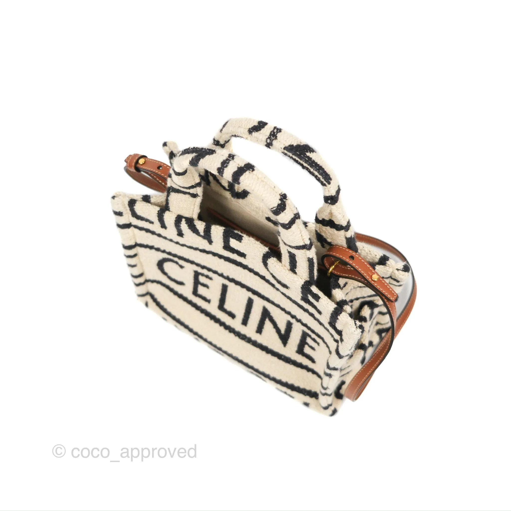 Celine Small Cabas Thais Textile with Celine All-Over White