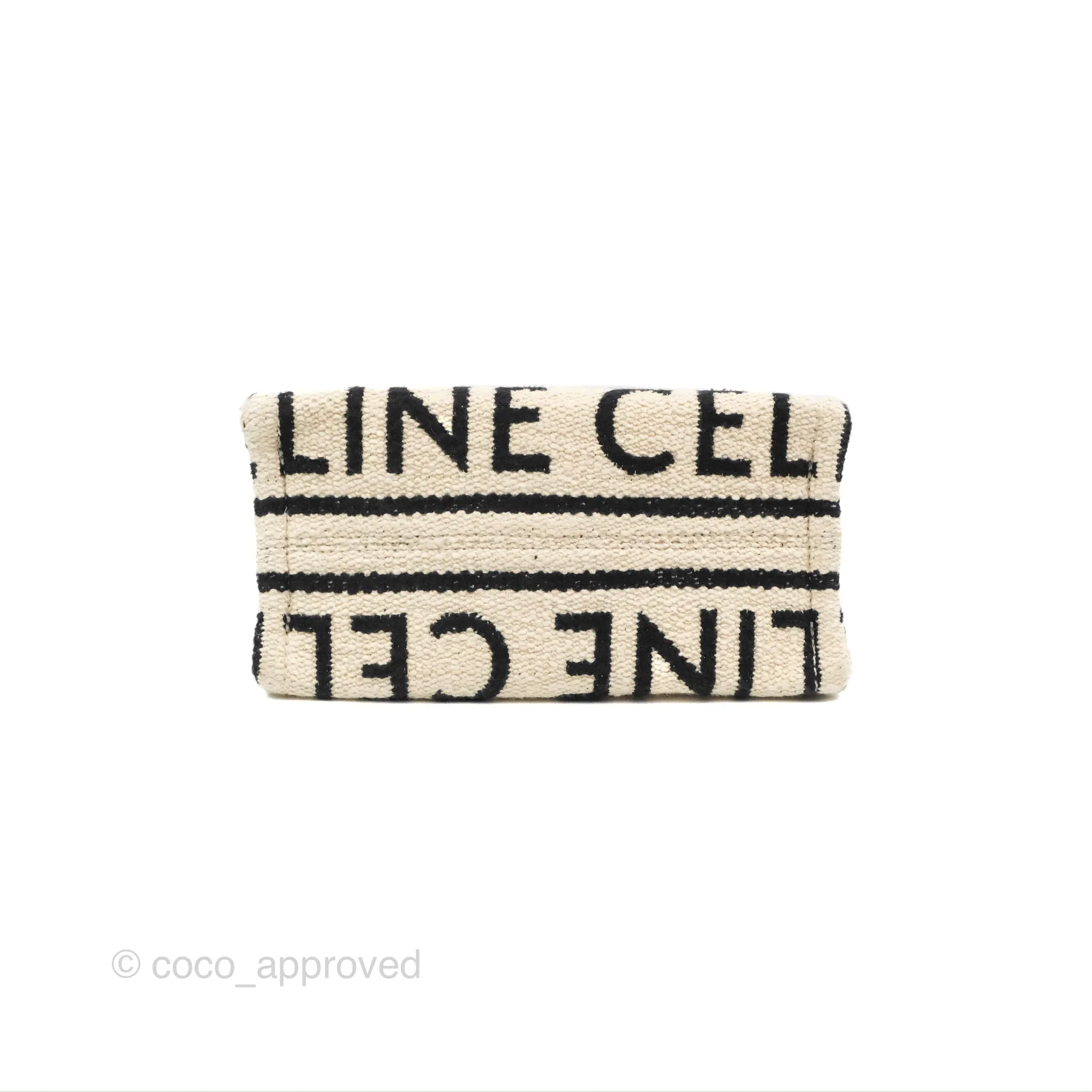 Celine Small Cabas Thais Textile with Celine All-Over White