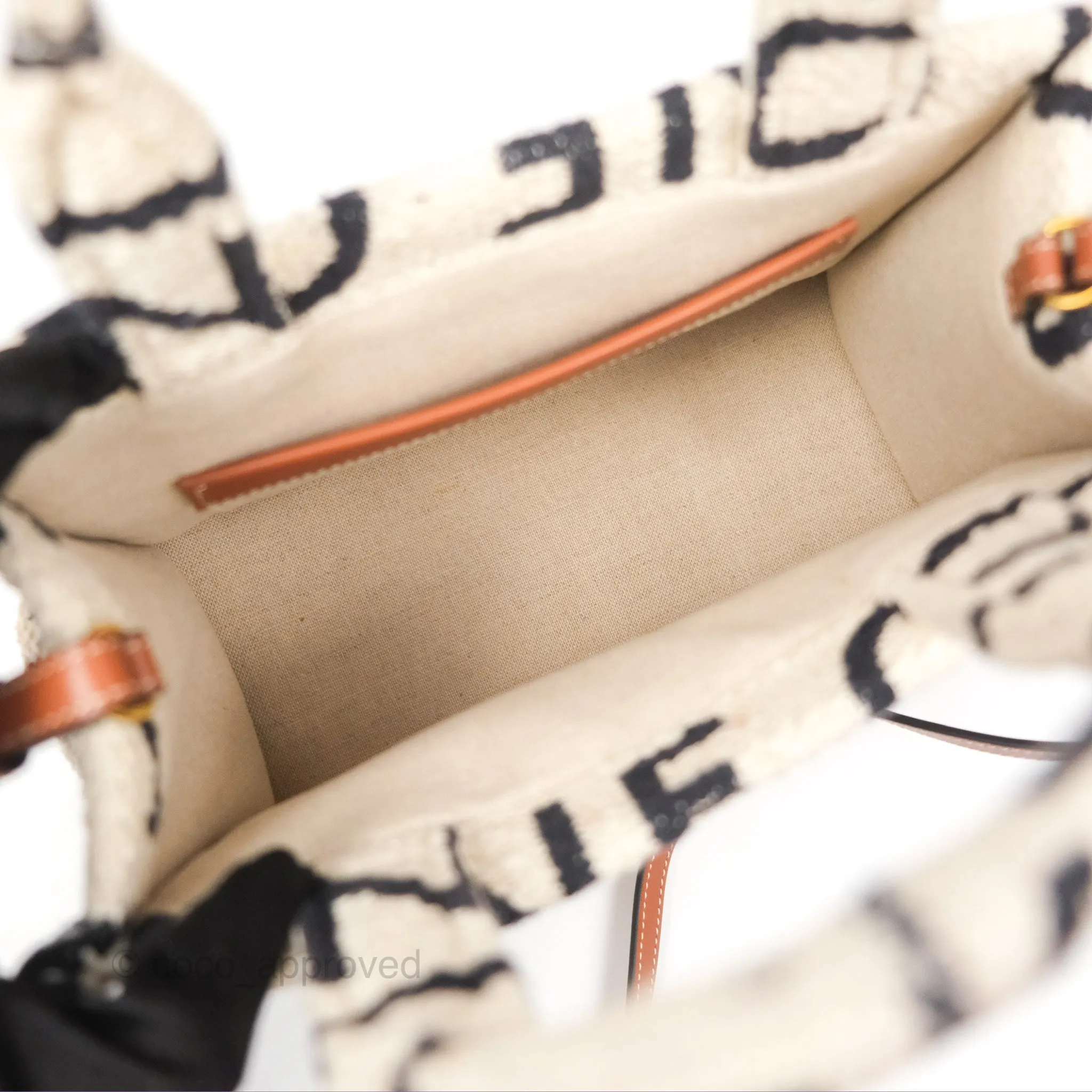 Celine Small Cabas Thais Textile with Celine All-Over White