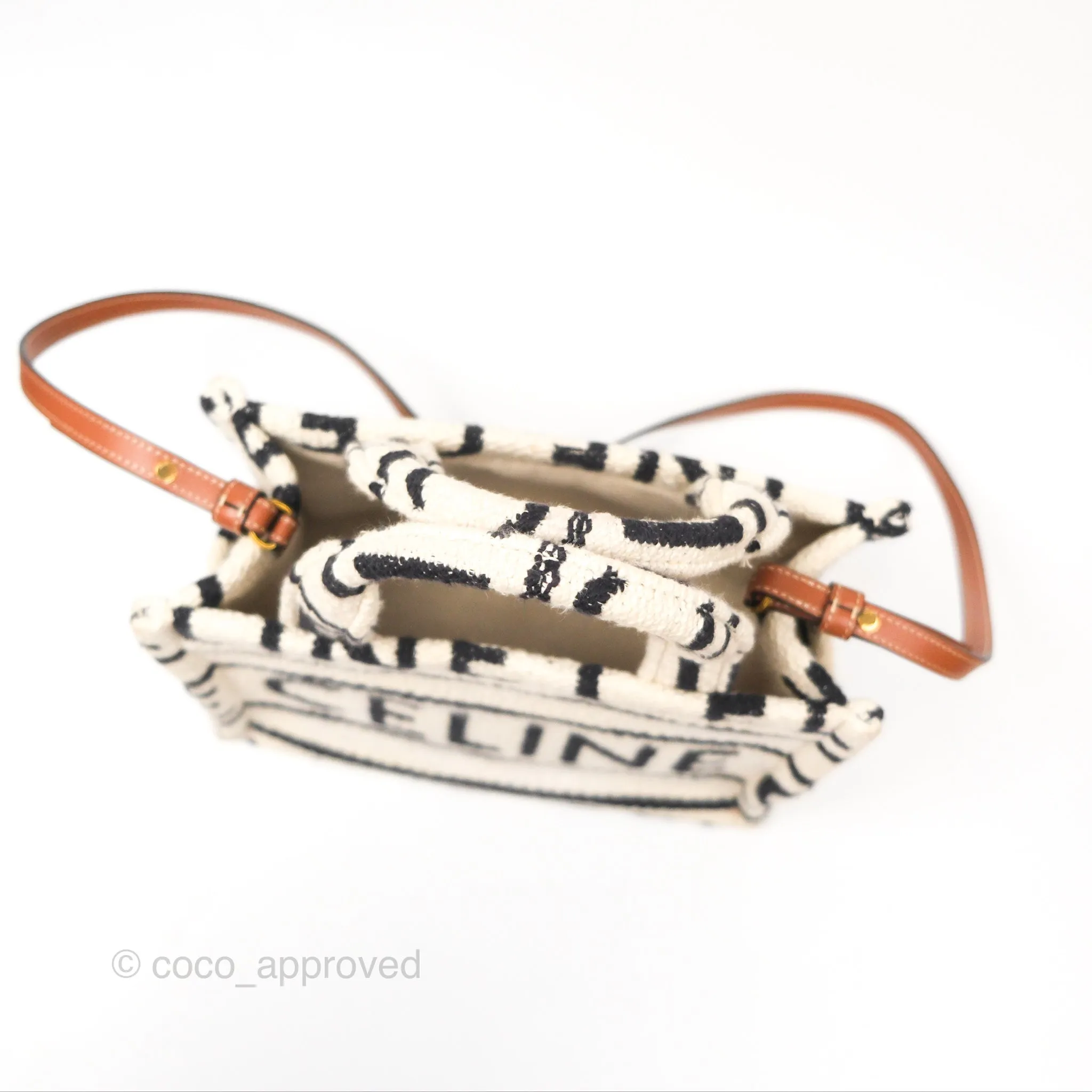 Celine Small Cabas Thais Textile with Celine All-Over White