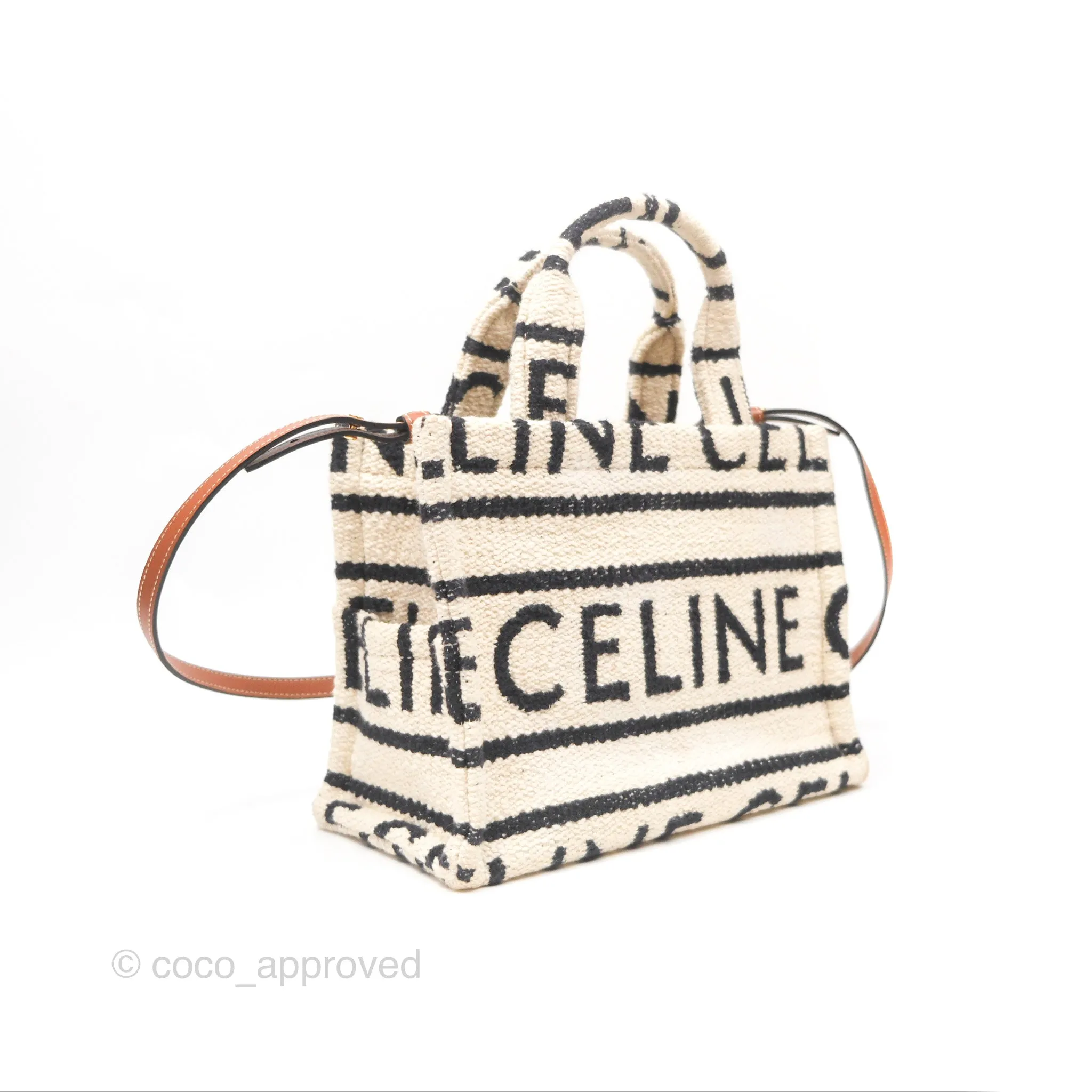 Celine Small Cabas Thais Textile with Celine All-Over White