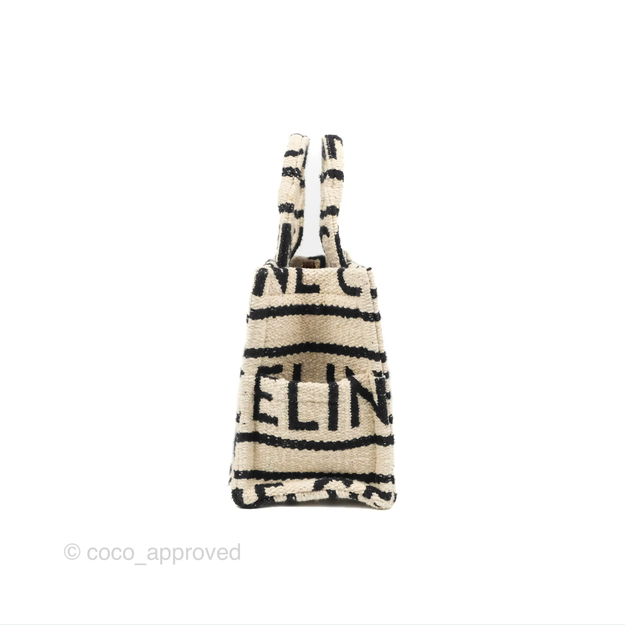 Celine Small Cabas Thais Textile with Celine All-Over White