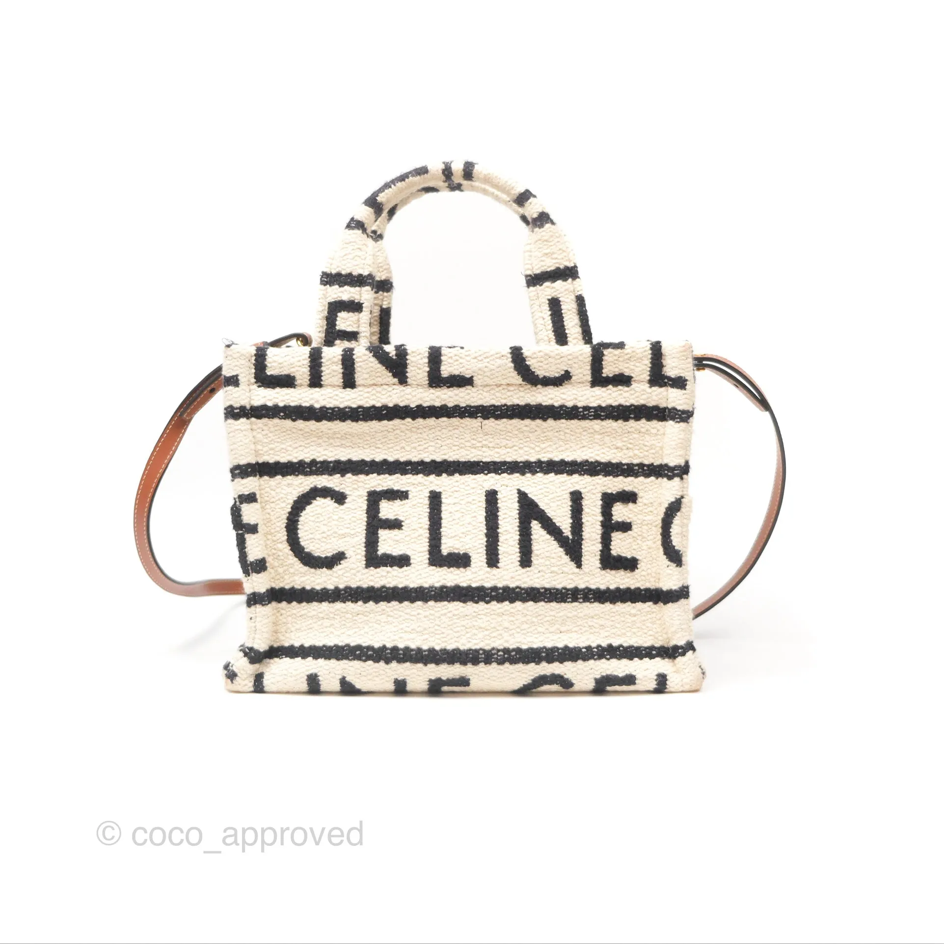 Celine Small Cabas Thais Textile with Celine All-Over White