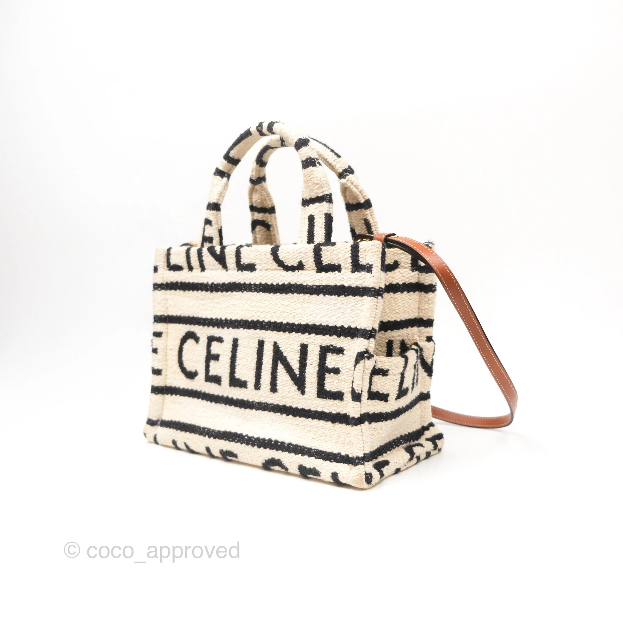 Celine Small Cabas Thais Textile with Celine All-Over White