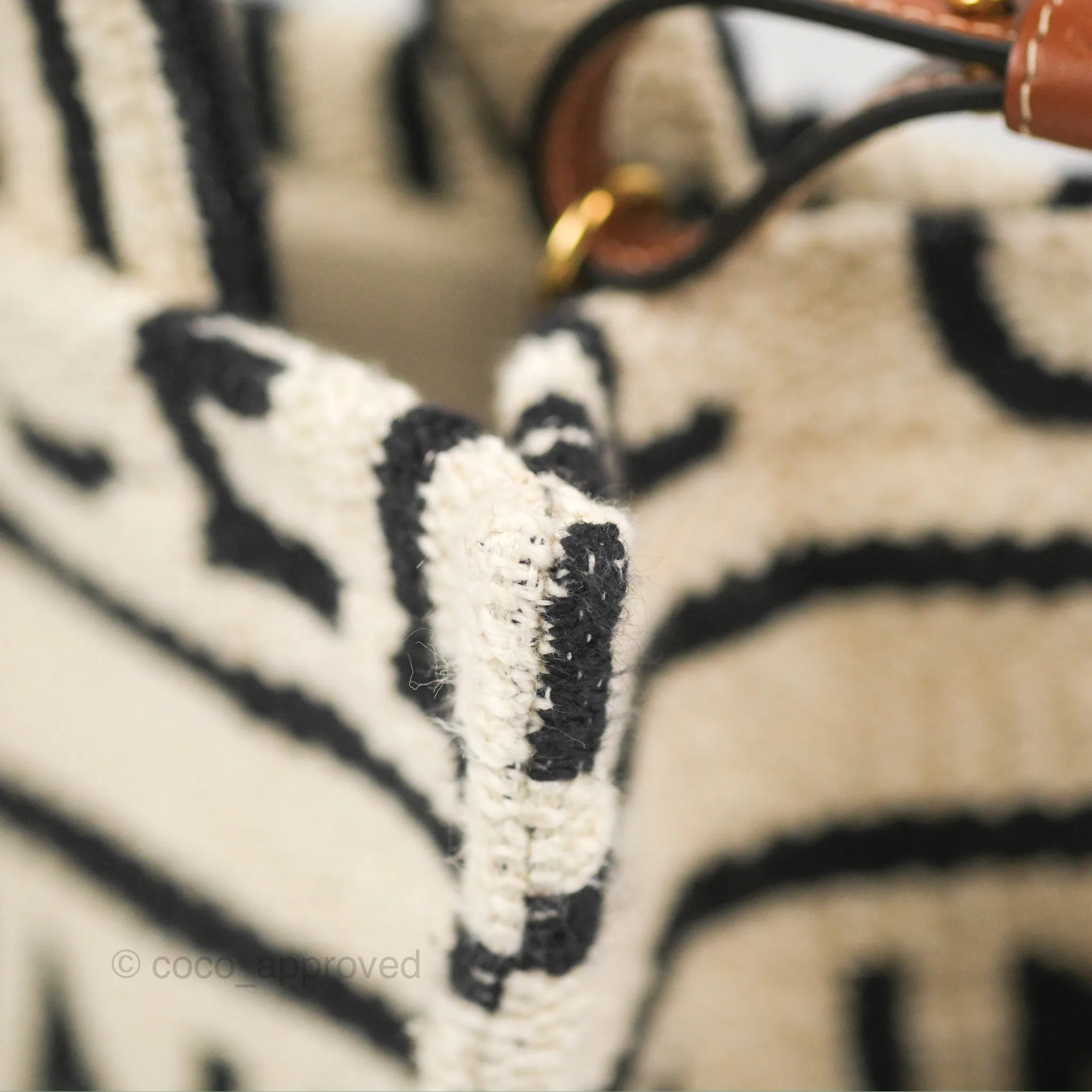Celine Small Cabas Thais Textile with Celine All-Over White