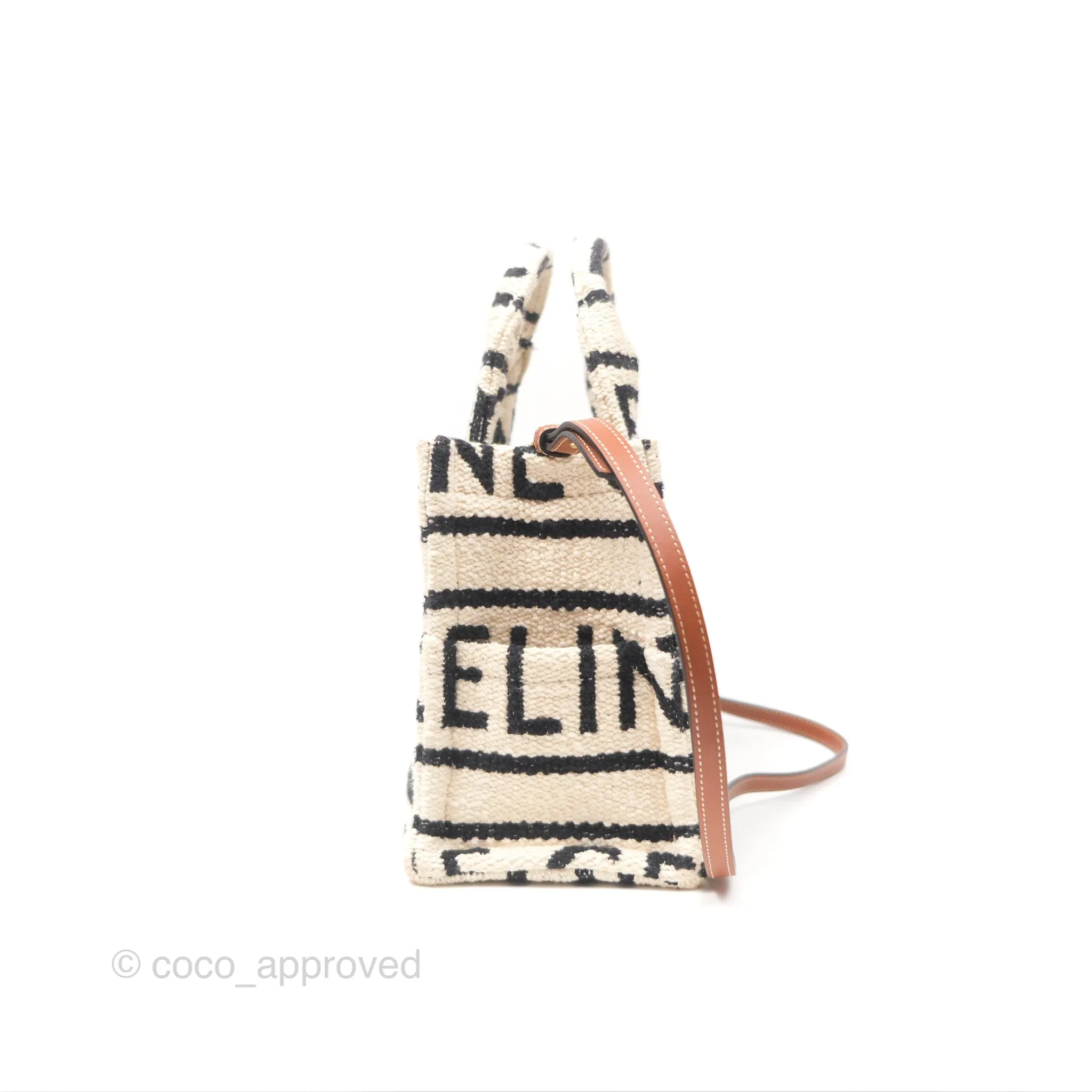 Celine Small Cabas Thais Textile with Celine All-Over White