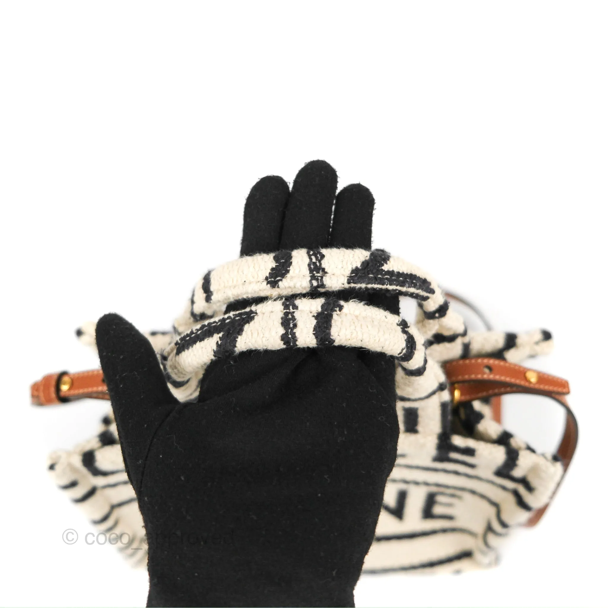 Celine Small Cabas Thais Textile with Celine All-Over White