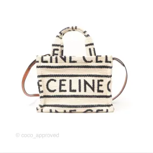 Celine Small Cabas Thais Textile with Celine All-Over White