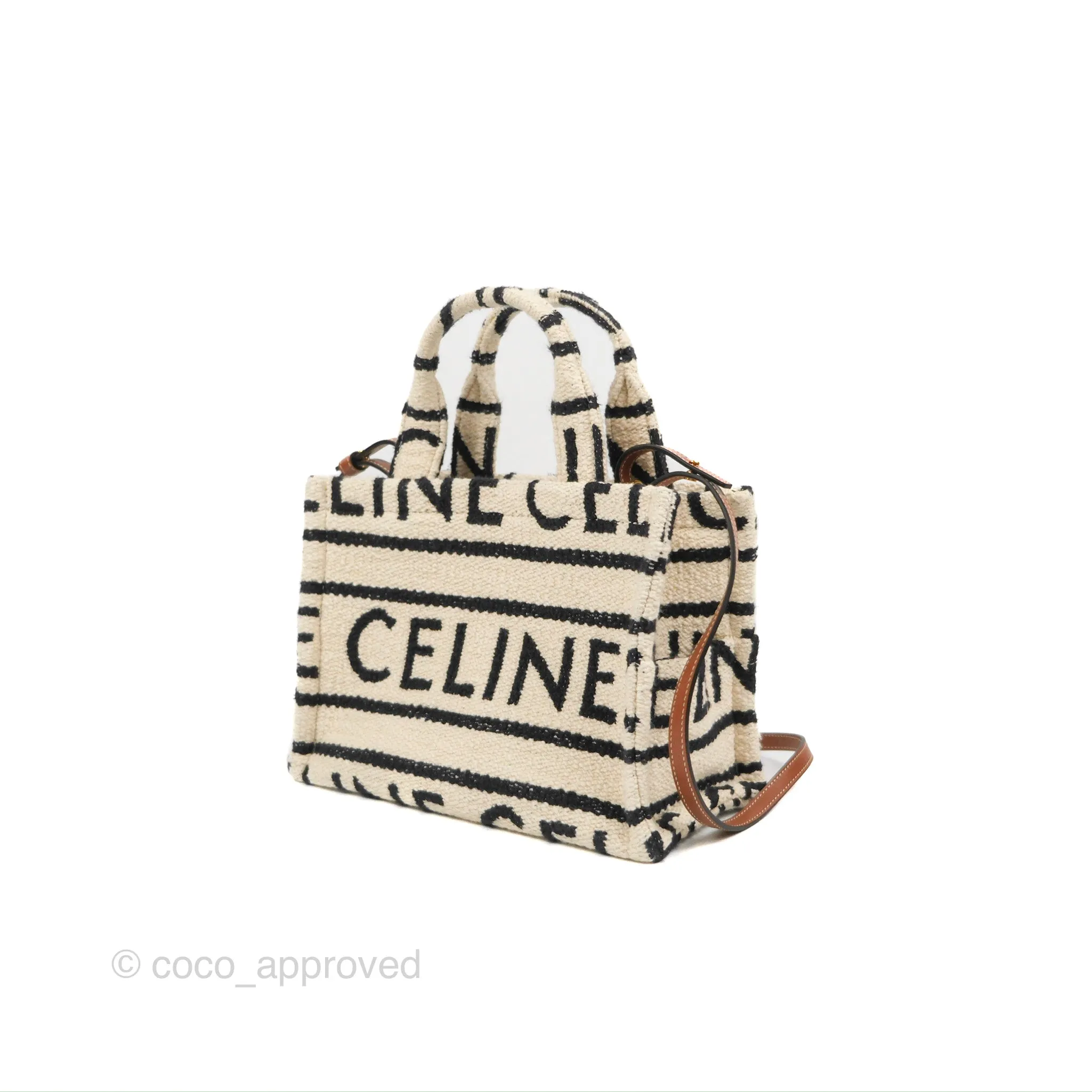 Celine Small Cabas Thais Textile with Celine All-Over White