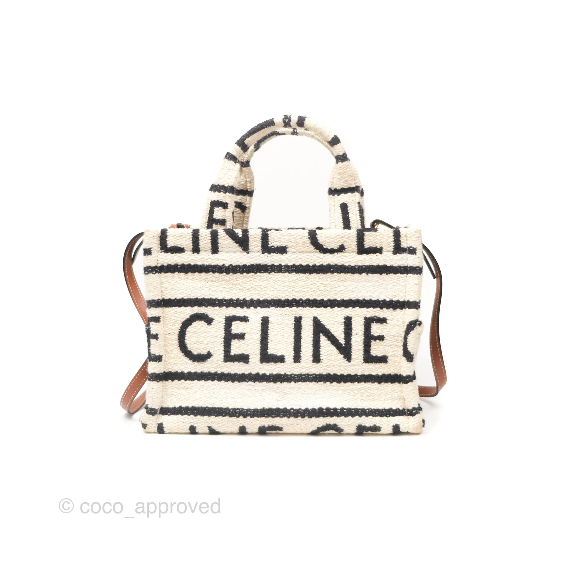 Celine Small Cabas Thais Textile with Celine All-Over White