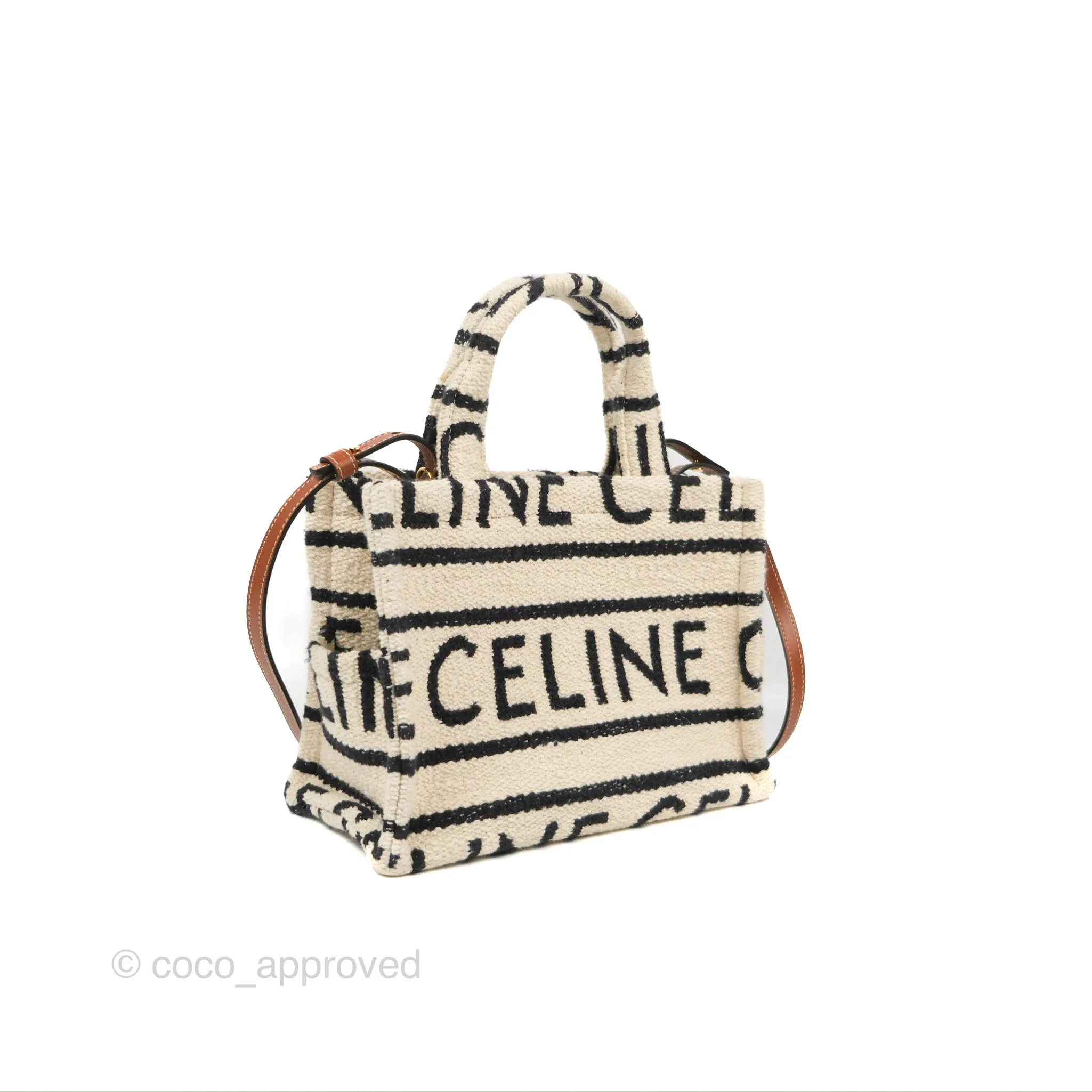 Celine Small Cabas Thais Textile with Celine All-Over White