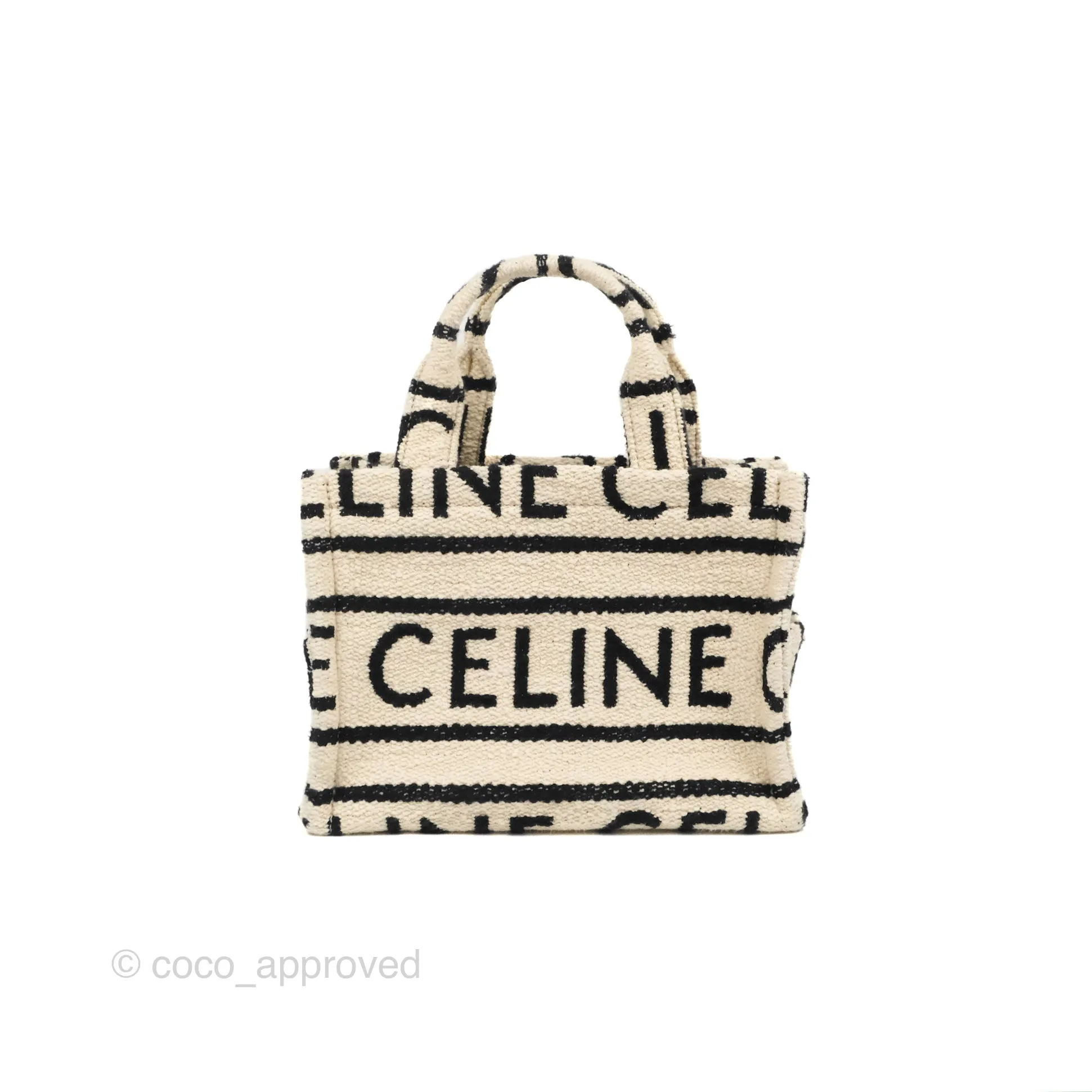 Celine Small Cabas Thais Textile with Celine All-Over White