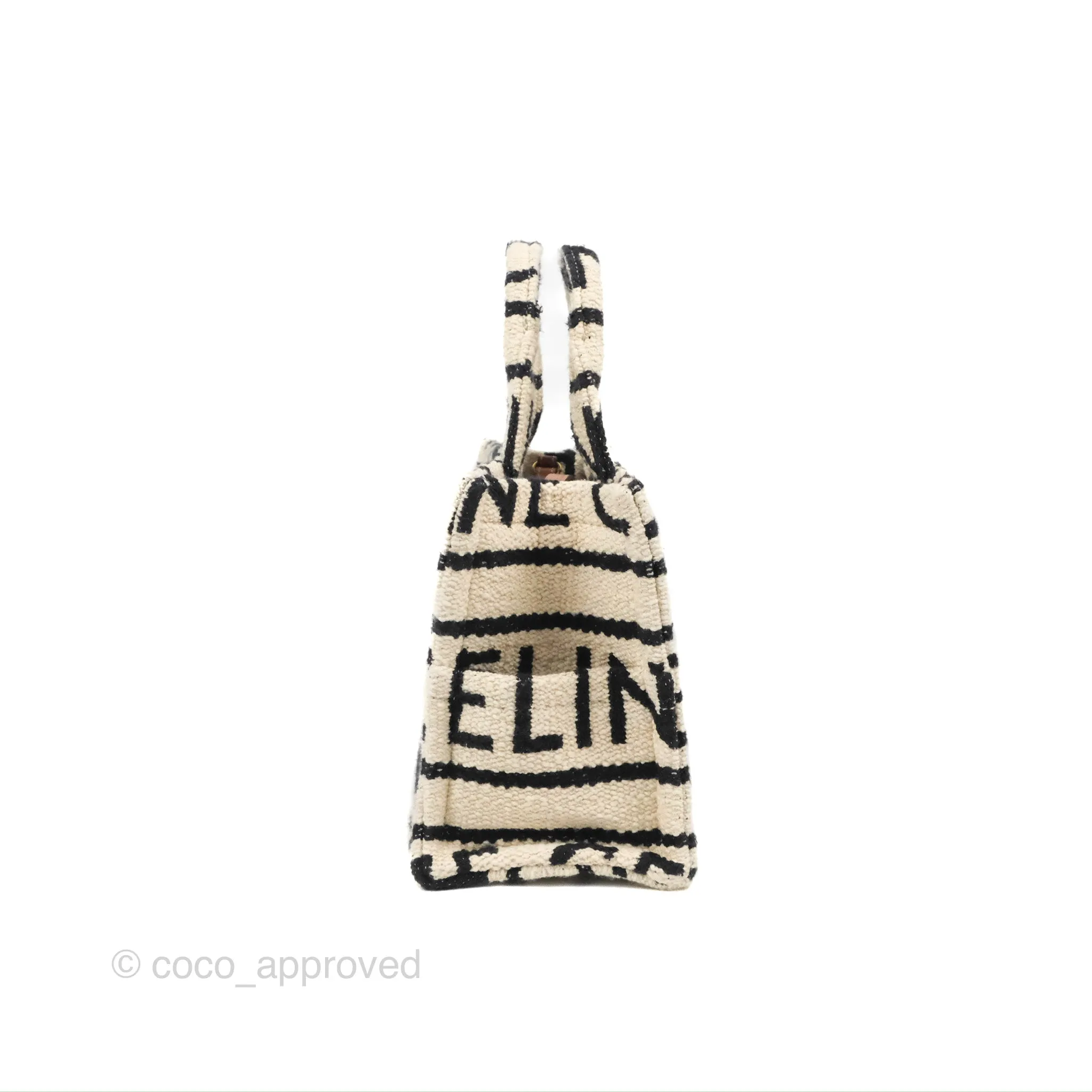 Celine Small Cabas Thais Textile with Celine All-Over White