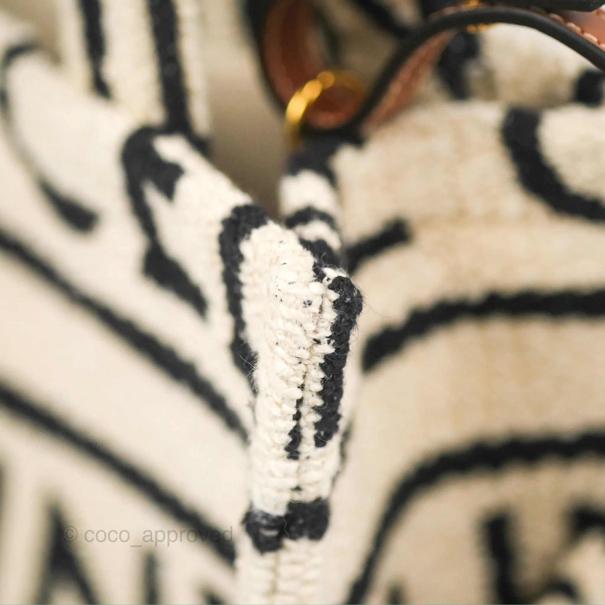 Celine Small Cabas Thais Textile with Celine All-Over White
