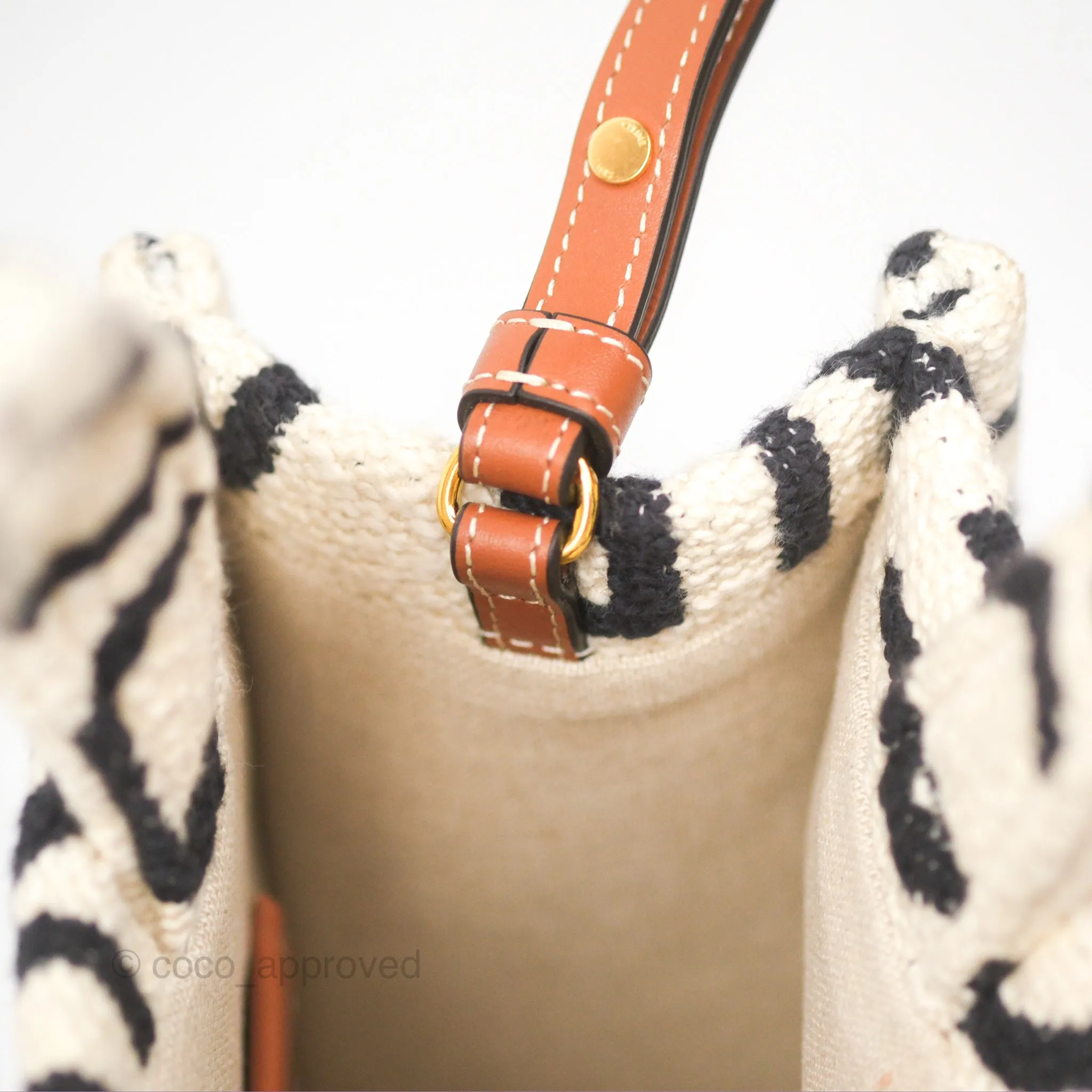 Celine Small Cabas Thais Textile with Celine All-Over White