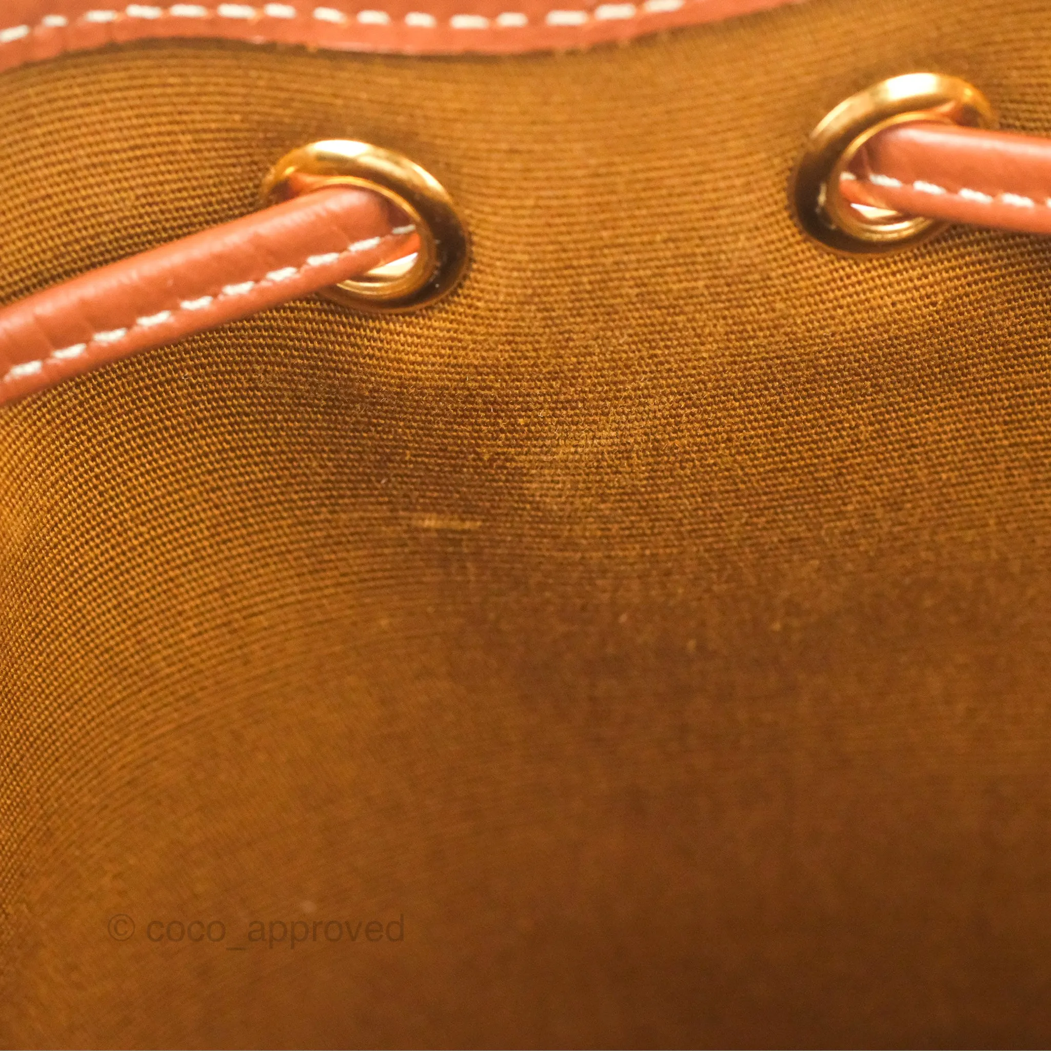 Celine Small Drawstring Bucket Bag Triomphe Canvas Tan Calfskin