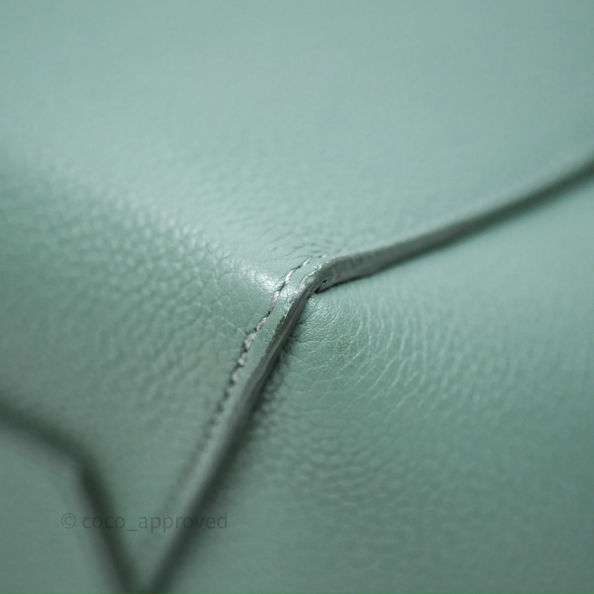 Celine Small Sangle Bucket Bag Light Green Celadon Grained Calfskin Silver Hardware