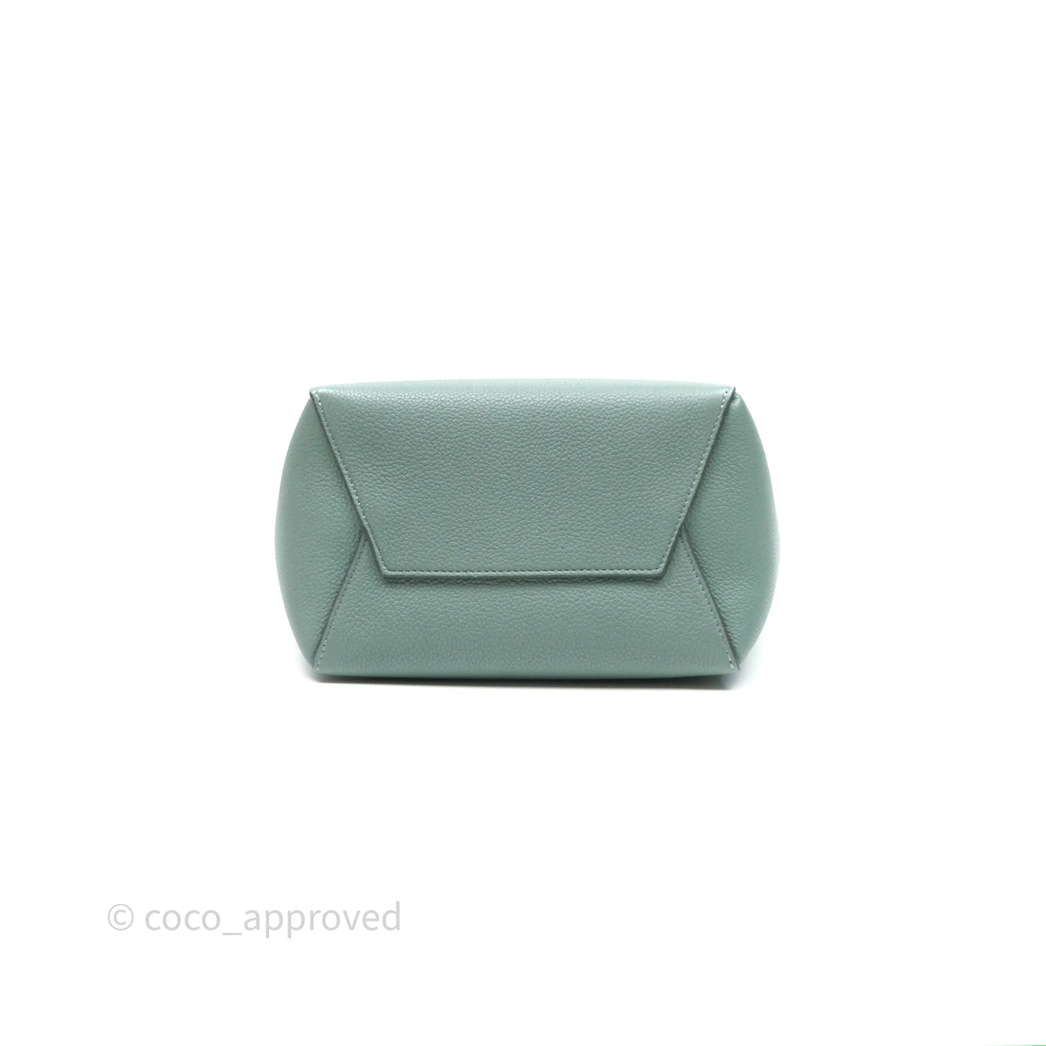 Celine Small Sangle Bucket Bag Light Green Celadon Grained Calfskin Silver Hardware
