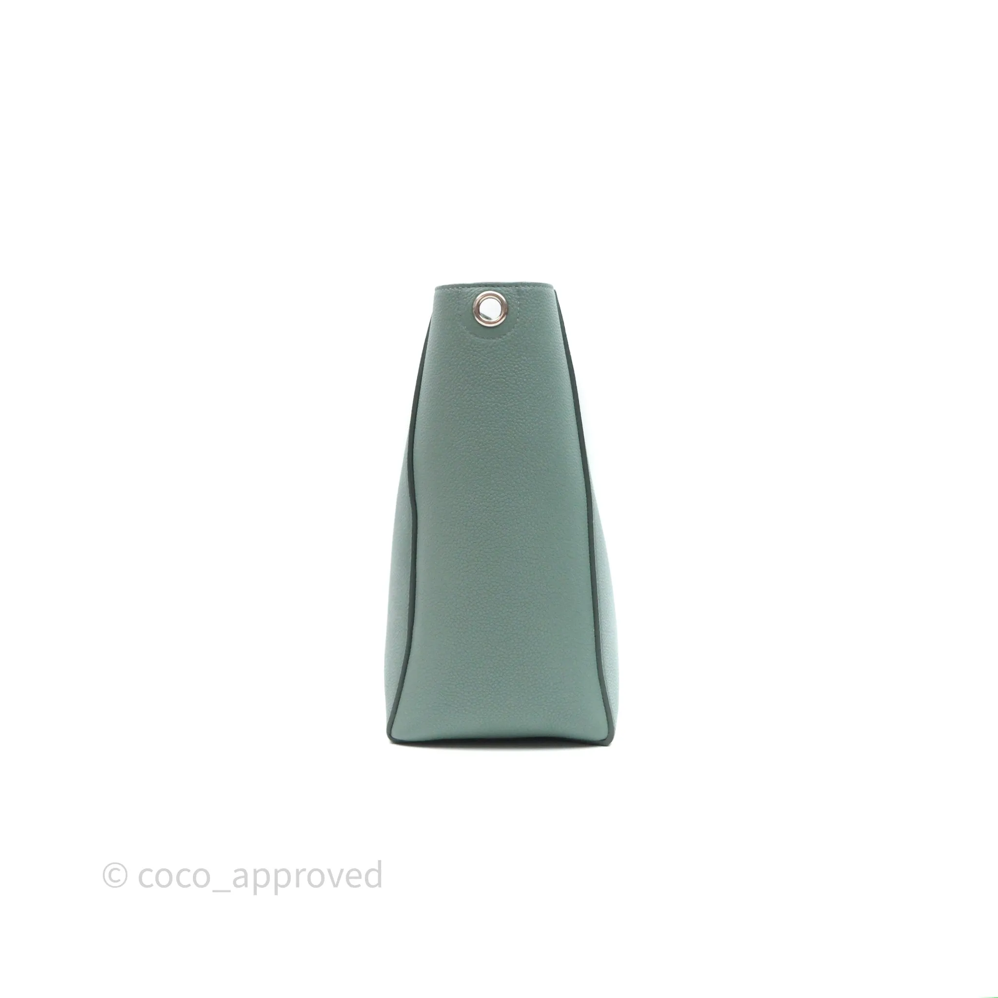 Celine Small Sangle Bucket Bag Light Green Celadon Grained Calfskin Silver Hardware