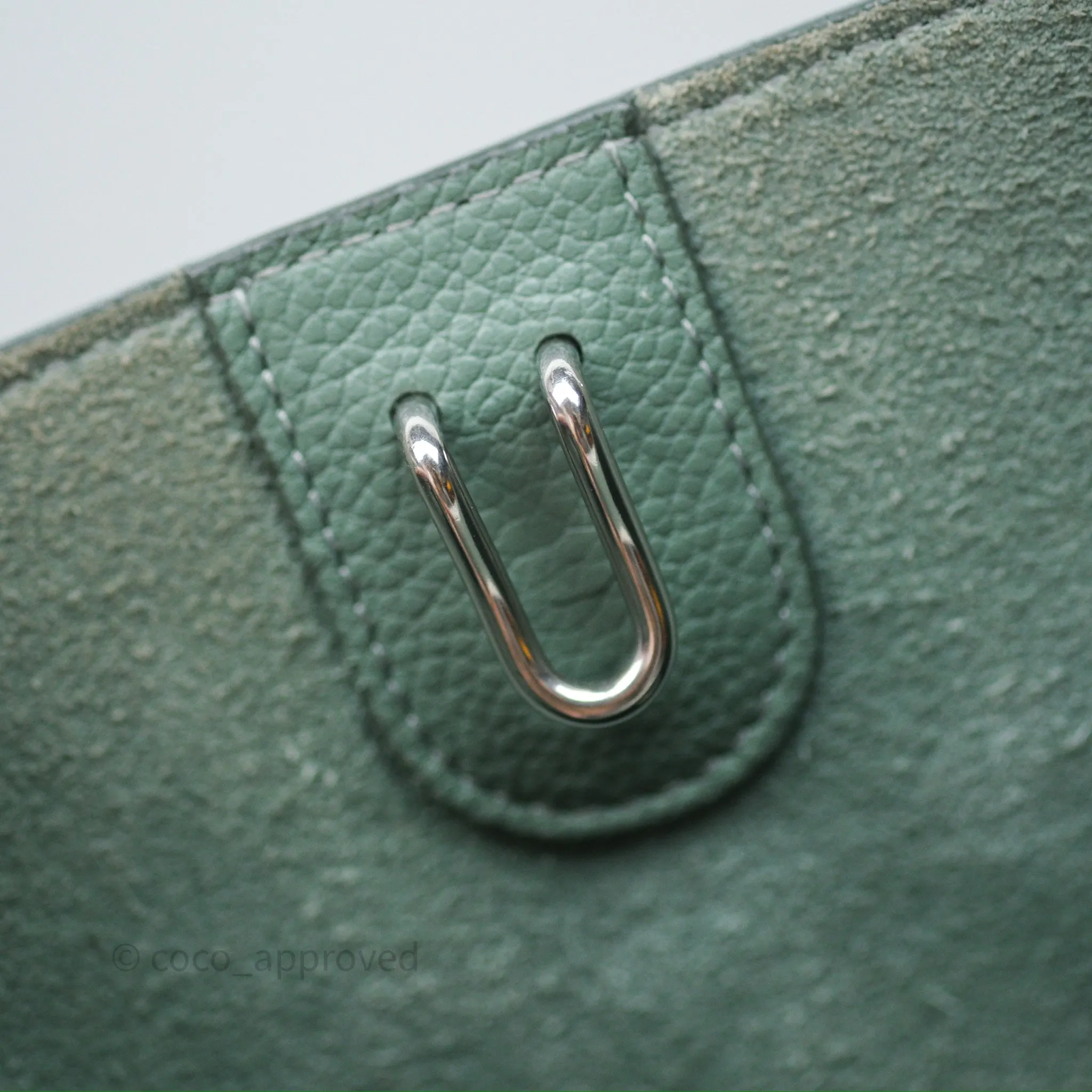 Celine Small Sangle Bucket Bag Light Green Celadon Grained Calfskin Silver Hardware