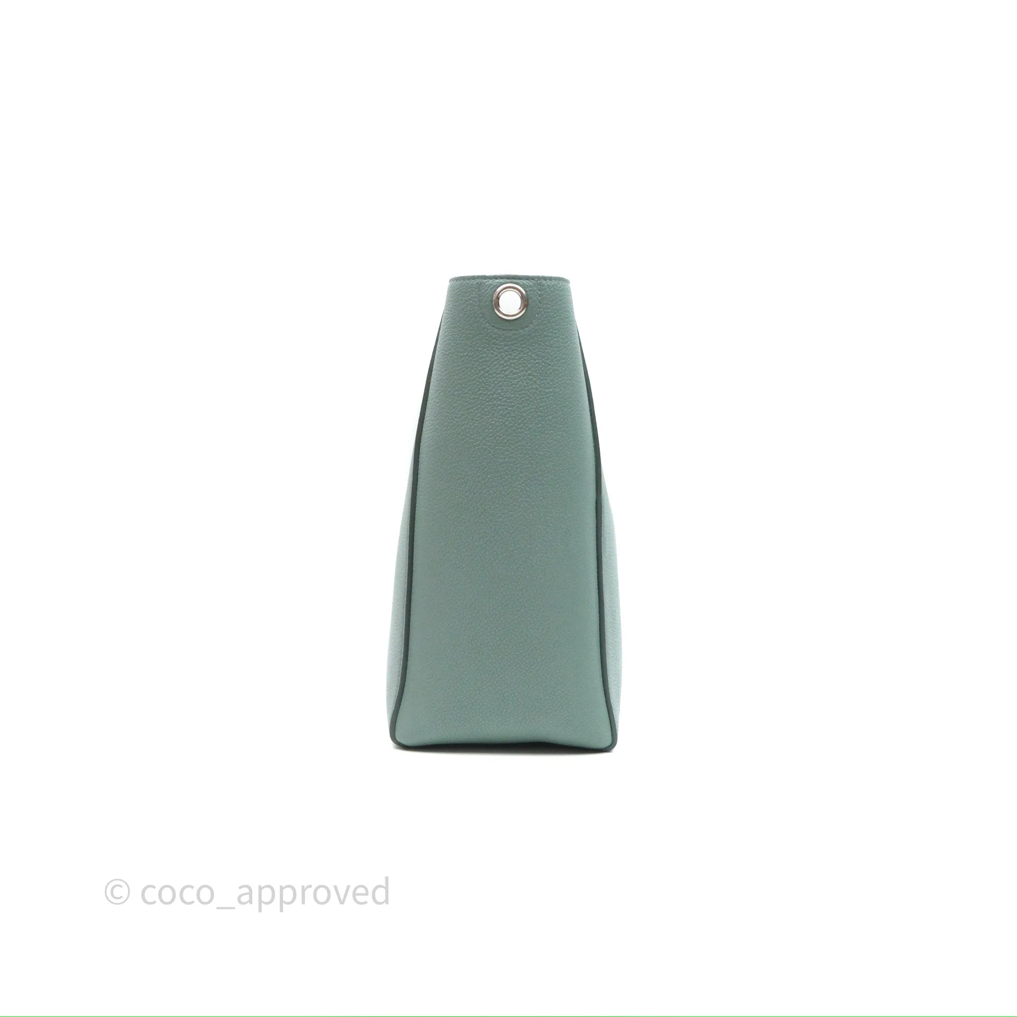Celine Small Sangle Bucket Bag Light Green Celadon Grained Calfskin Silver Hardware