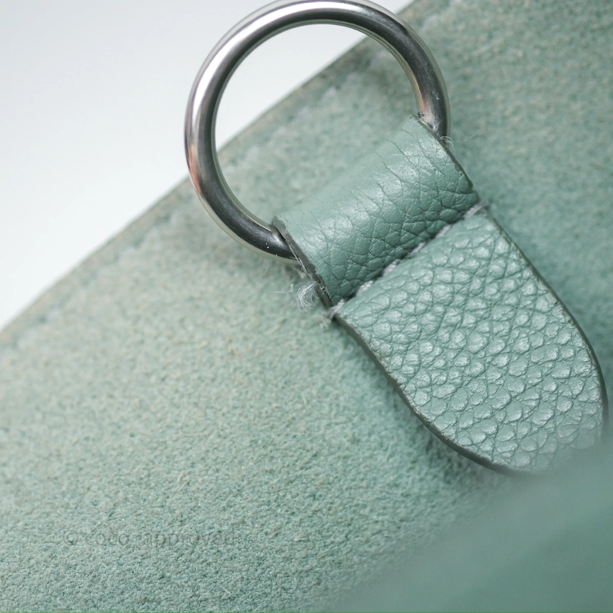 Celine Small Sangle Bucket Bag Light Green Celadon Grained Calfskin Silver Hardware