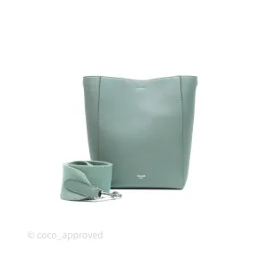 Celine Small Sangle Bucket Bag Light Green Celadon Grained Calfskin Silver Hardware