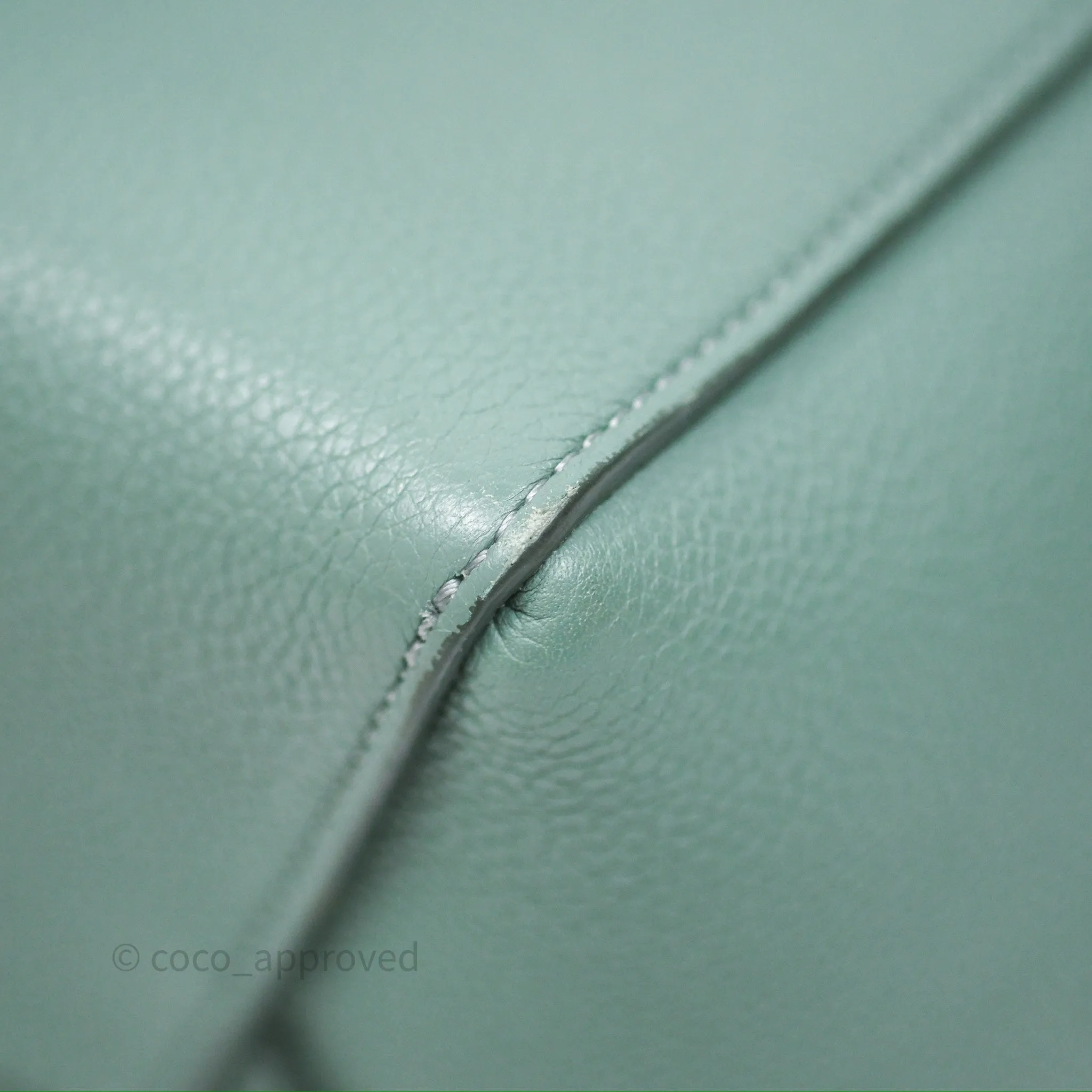 Celine Small Sangle Bucket Bag Light Green Celadon Grained Calfskin Silver Hardware