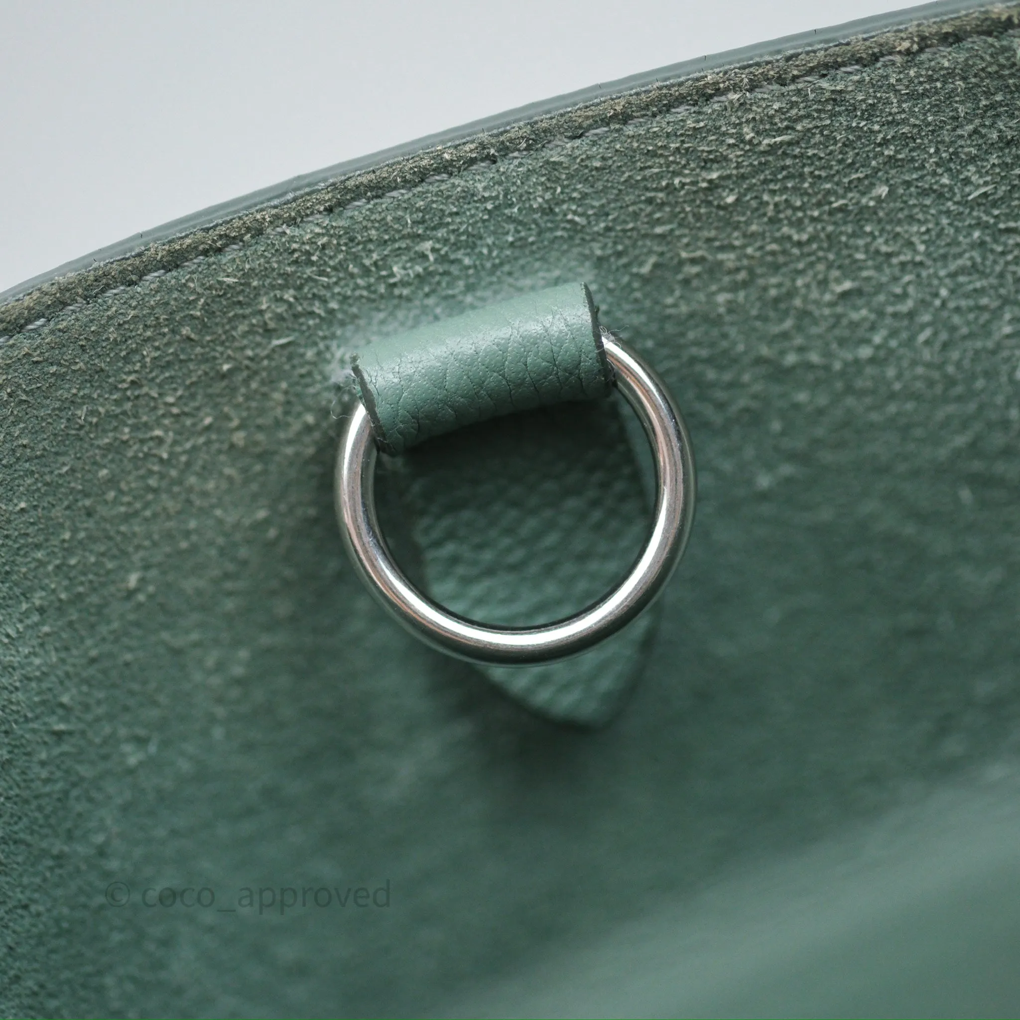 Celine Small Sangle Bucket Bag Light Green Celadon Grained Calfskin Silver Hardware